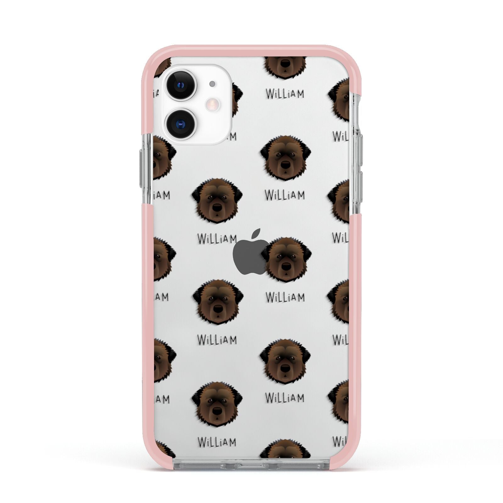 Estrela Mountain Dog Icon with Name Apple iPhone 11 in White with Pink Impact Case