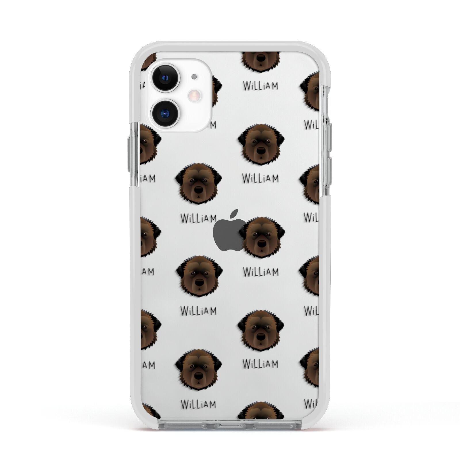 Estrela Mountain Dog Icon with Name Apple iPhone 11 in White with White Impact Case