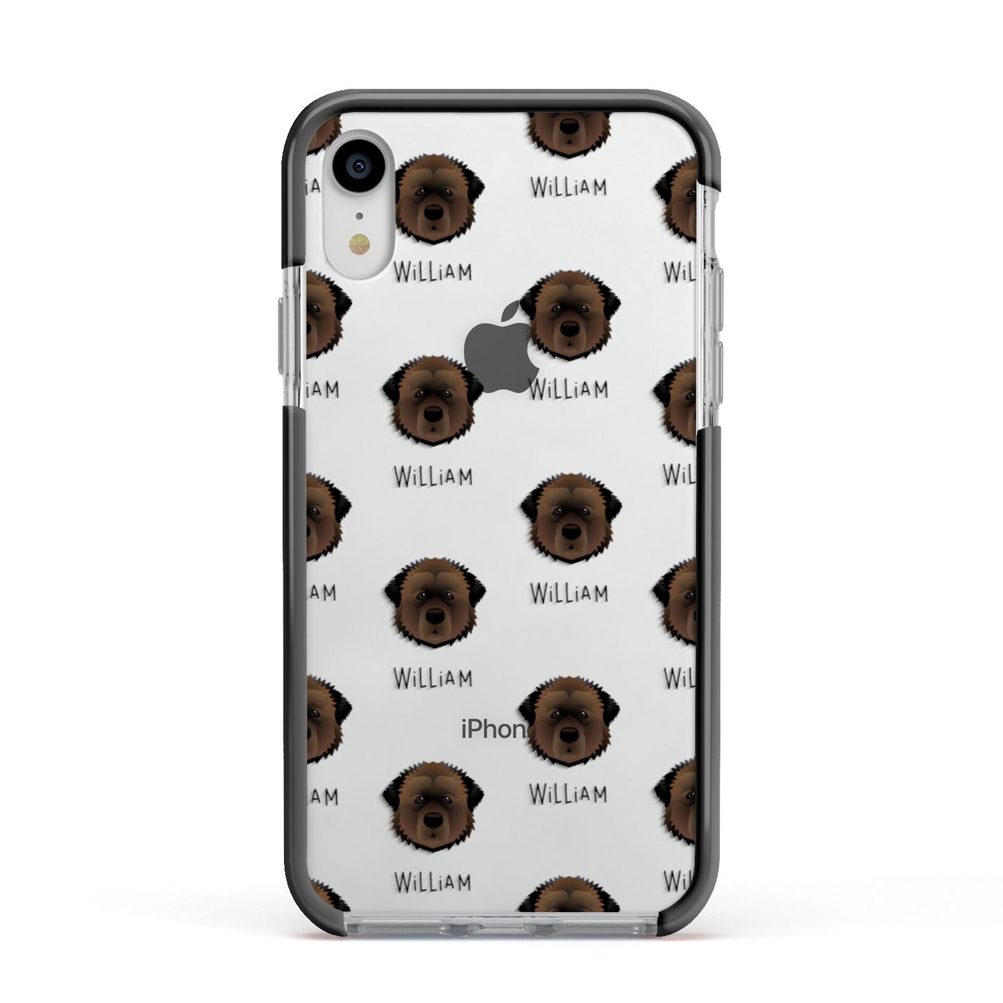 Estrela Mountain Dog Icon with Name Apple iPhone XR Impact Case Black Edge on Silver Phone