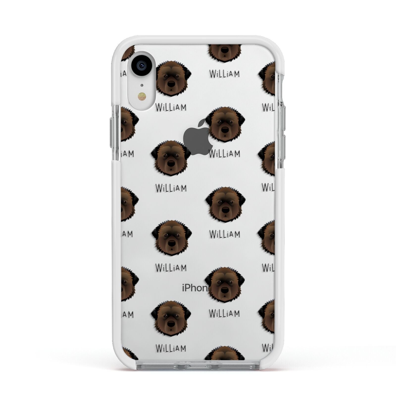 Estrela Mountain Dog Icon with Name Apple iPhone XR Impact Case White Edge on Silver Phone