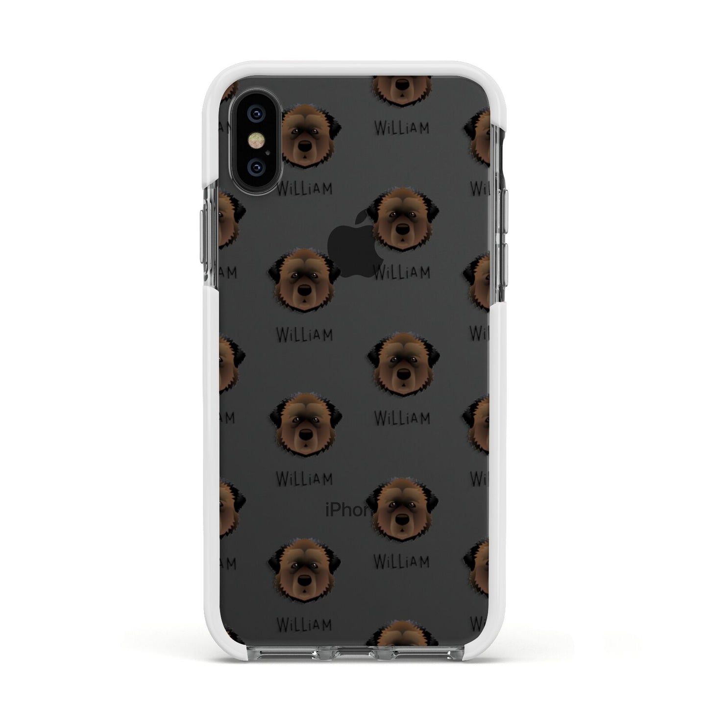 Estrela Mountain Dog Icon with Name Apple iPhone Xs Impact Case White Edge on Black Phone