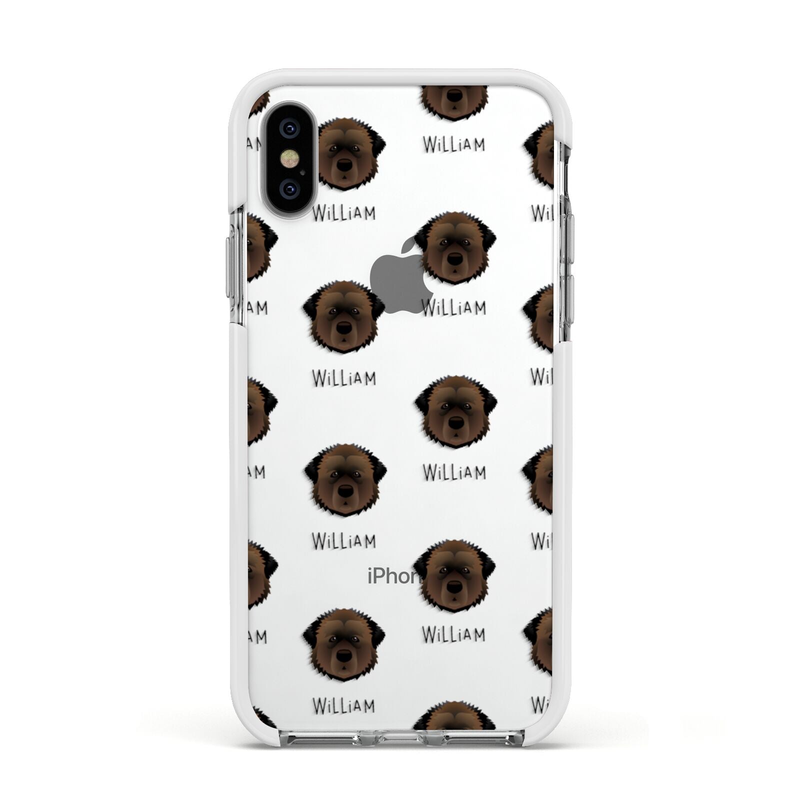 Estrela Mountain Dog Icon with Name Apple iPhone Xs Impact Case White Edge on Silver Phone