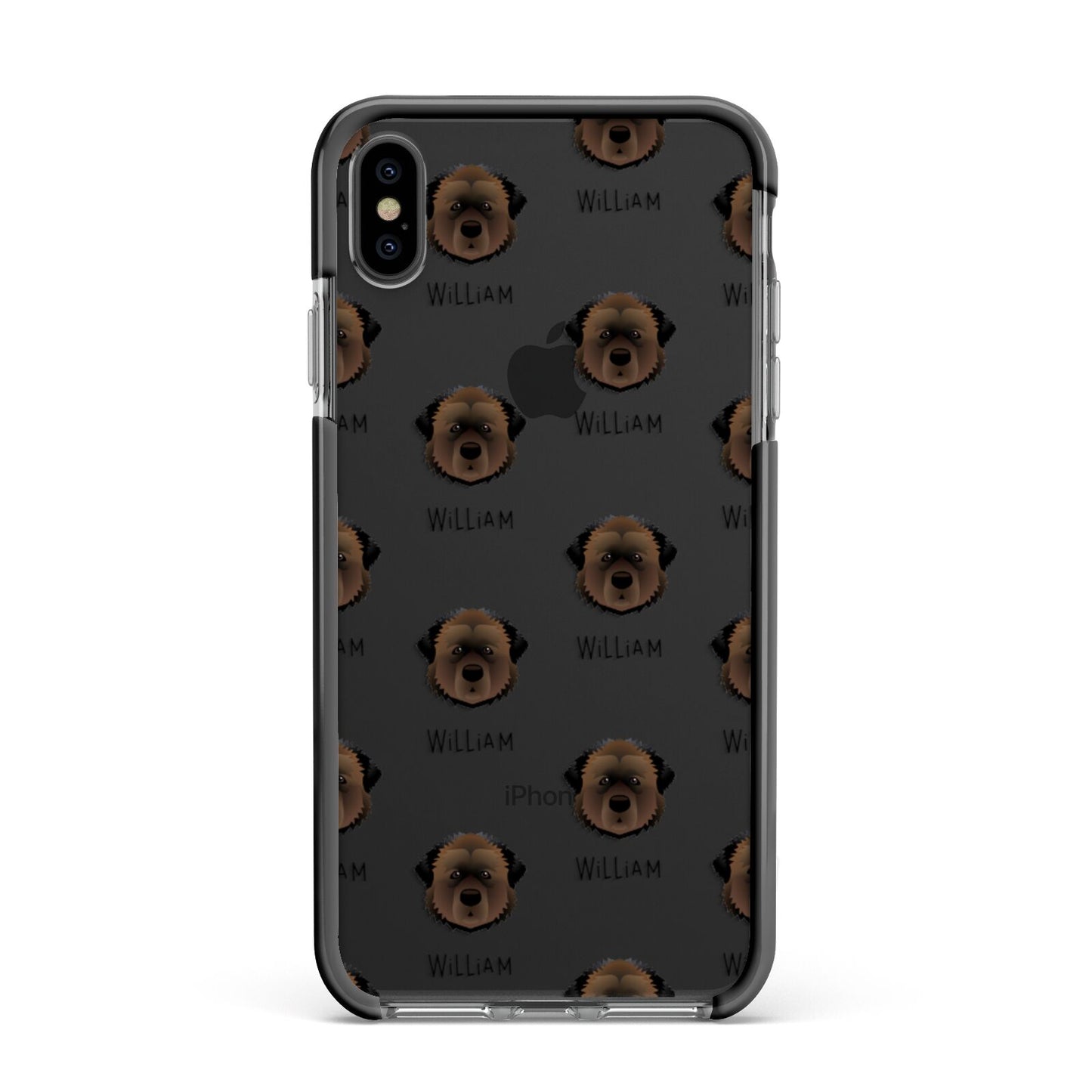 Estrela Mountain Dog Icon with Name Apple iPhone Xs Max Impact Case Black Edge on Black Phone
