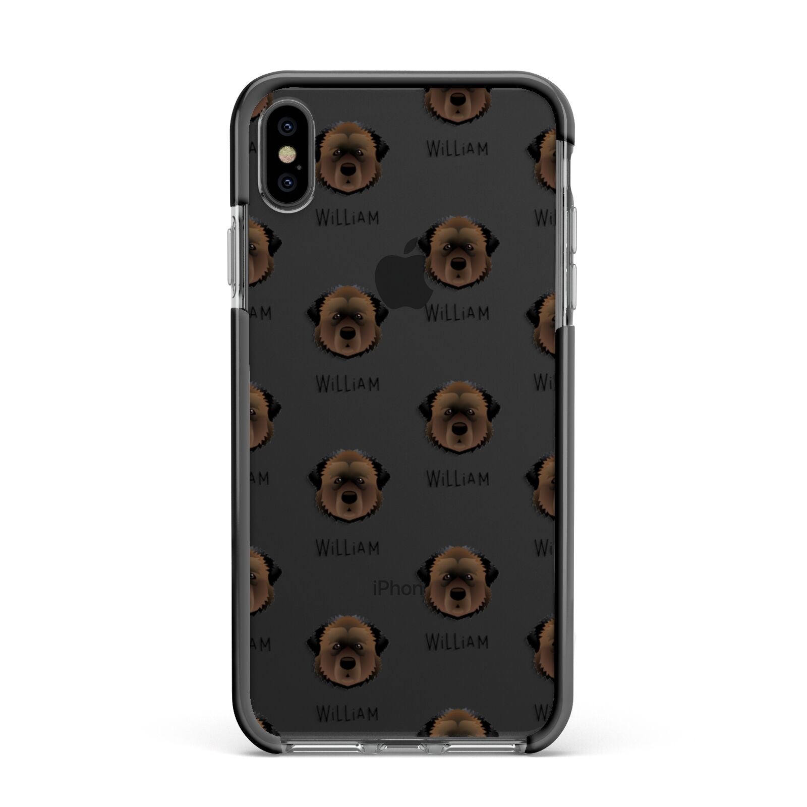 Estrela Mountain Dog Icon with Name Apple iPhone Xs Max Impact Case Black Edge on Black Phone