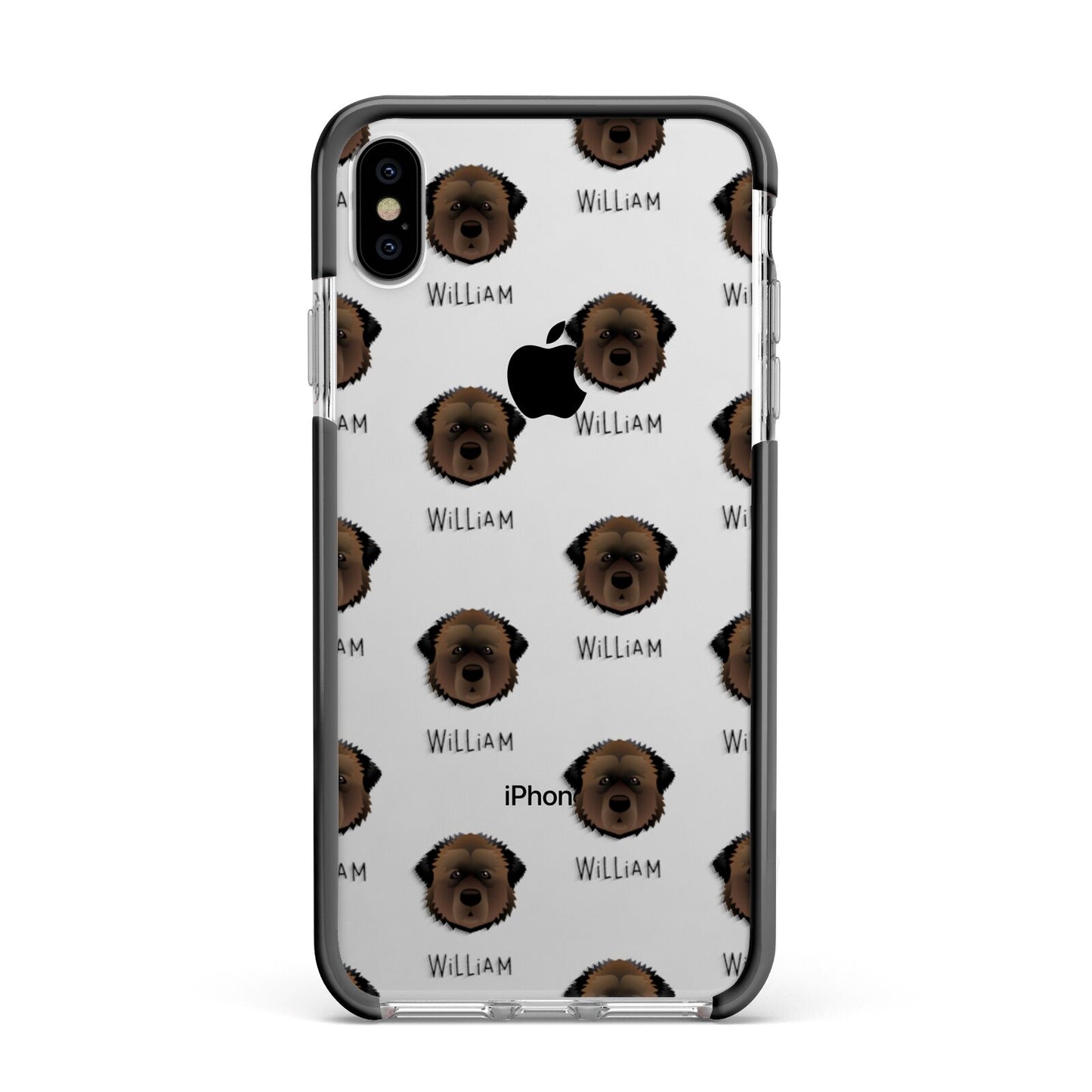Estrela Mountain Dog Icon with Name Apple iPhone Xs Max Impact Case Black Edge on Silver Phone