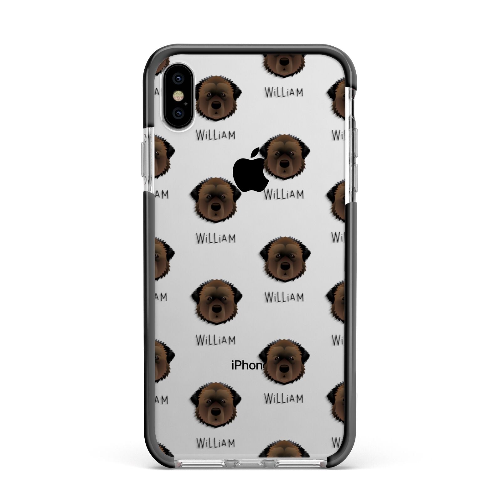 Estrela Mountain Dog Icon with Name Apple iPhone Xs Max Impact Case Black Edge on Silver Phone