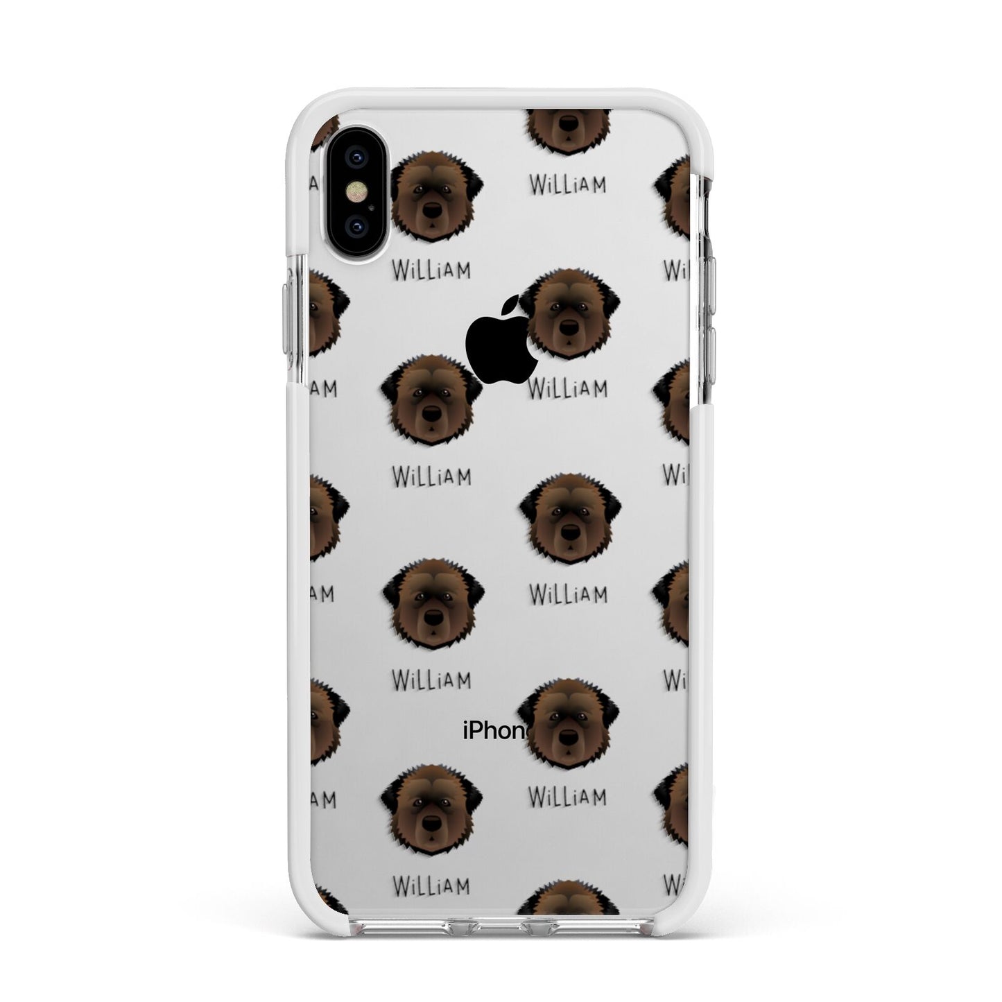 Estrela Mountain Dog Icon with Name Apple iPhone Xs Max Impact Case White Edge on Silver Phone