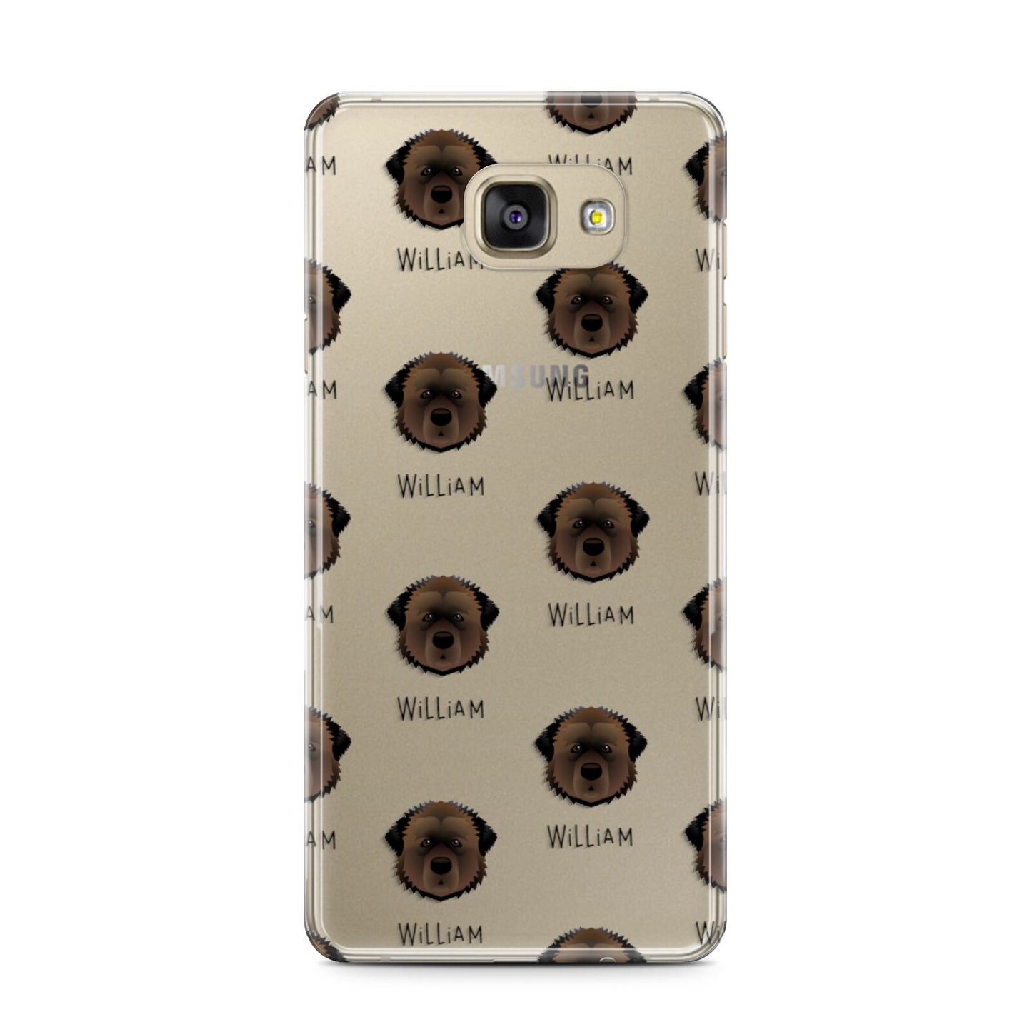 Estrela Mountain Dog Icon with Name Samsung Galaxy A7 2016 Case on gold phone