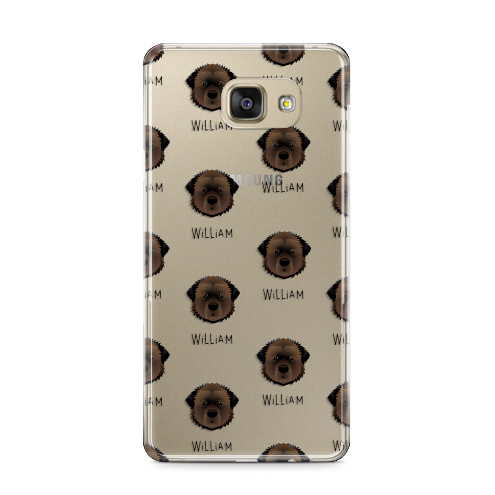Estrela Mountain Dog Icon with Name Samsung Galaxy A9 2016 Case on gold phone