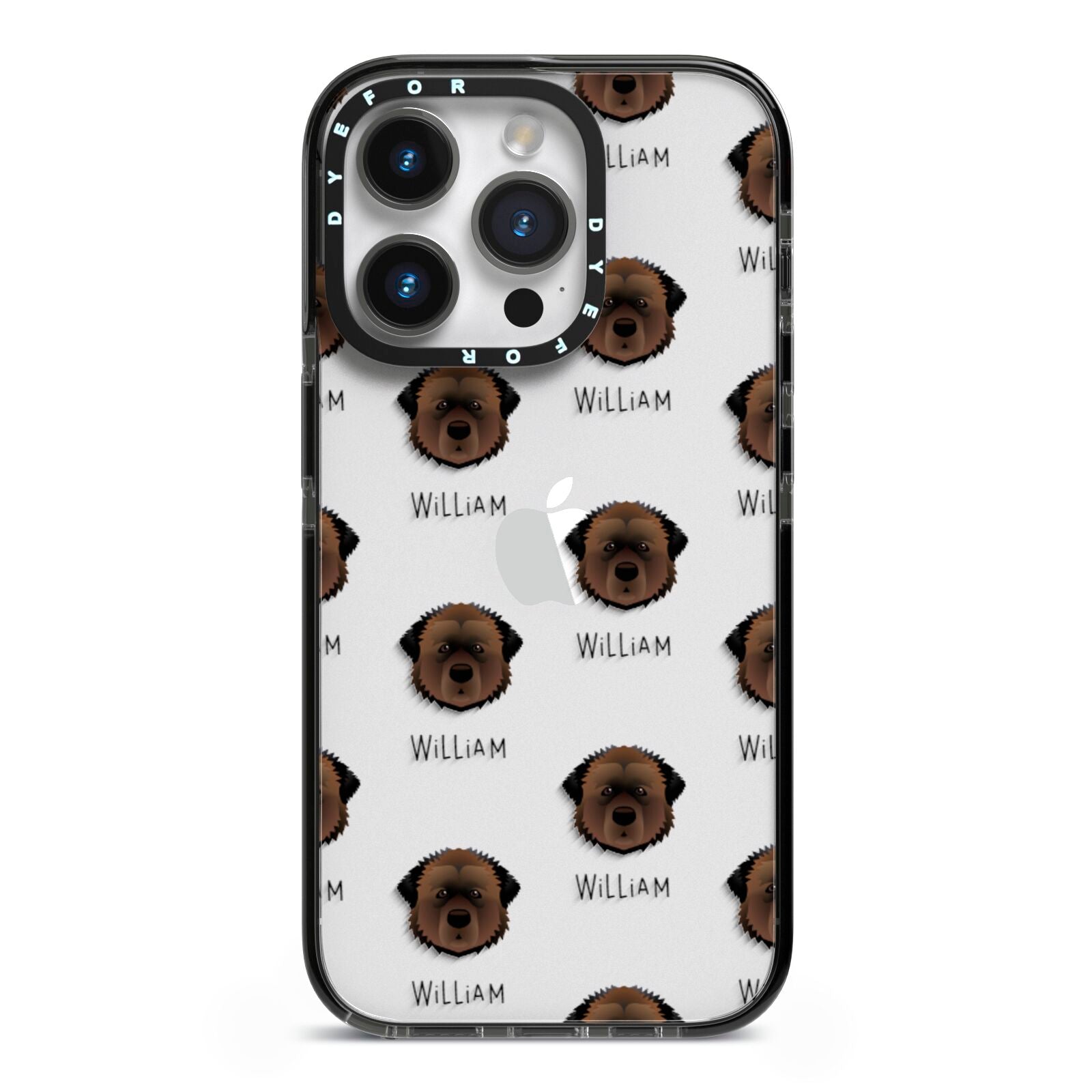 Estrela Mountain Dog Icon with Name iPhone 14 Pro Black Impact Case on Silver phone