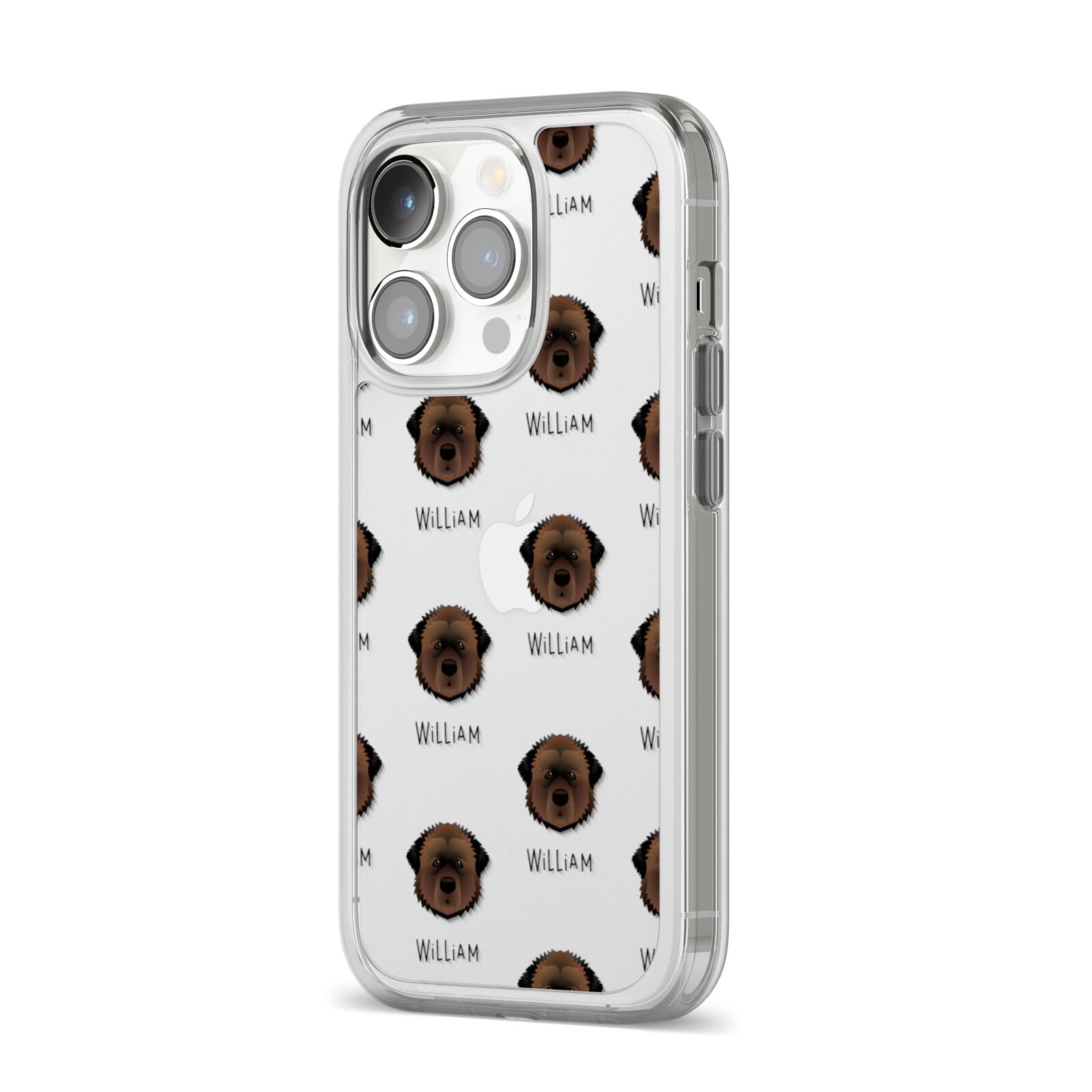 Estrela Mountain Dog Icon with Name iPhone 14 Pro Clear Tough Case Silver Angled Image