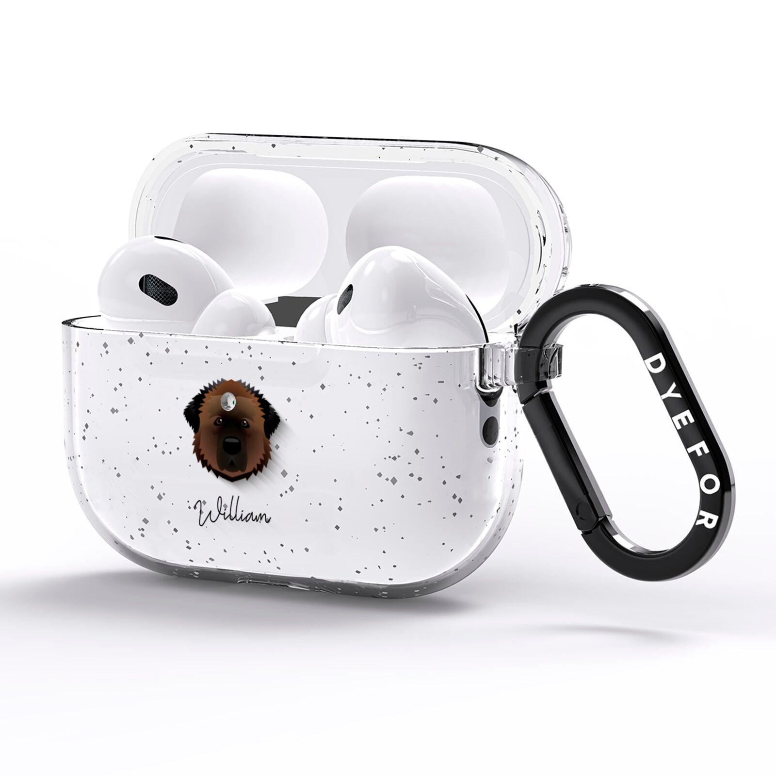 Estrela Mountain Dog Personalised AirPods Pro Glitter Case Side Image