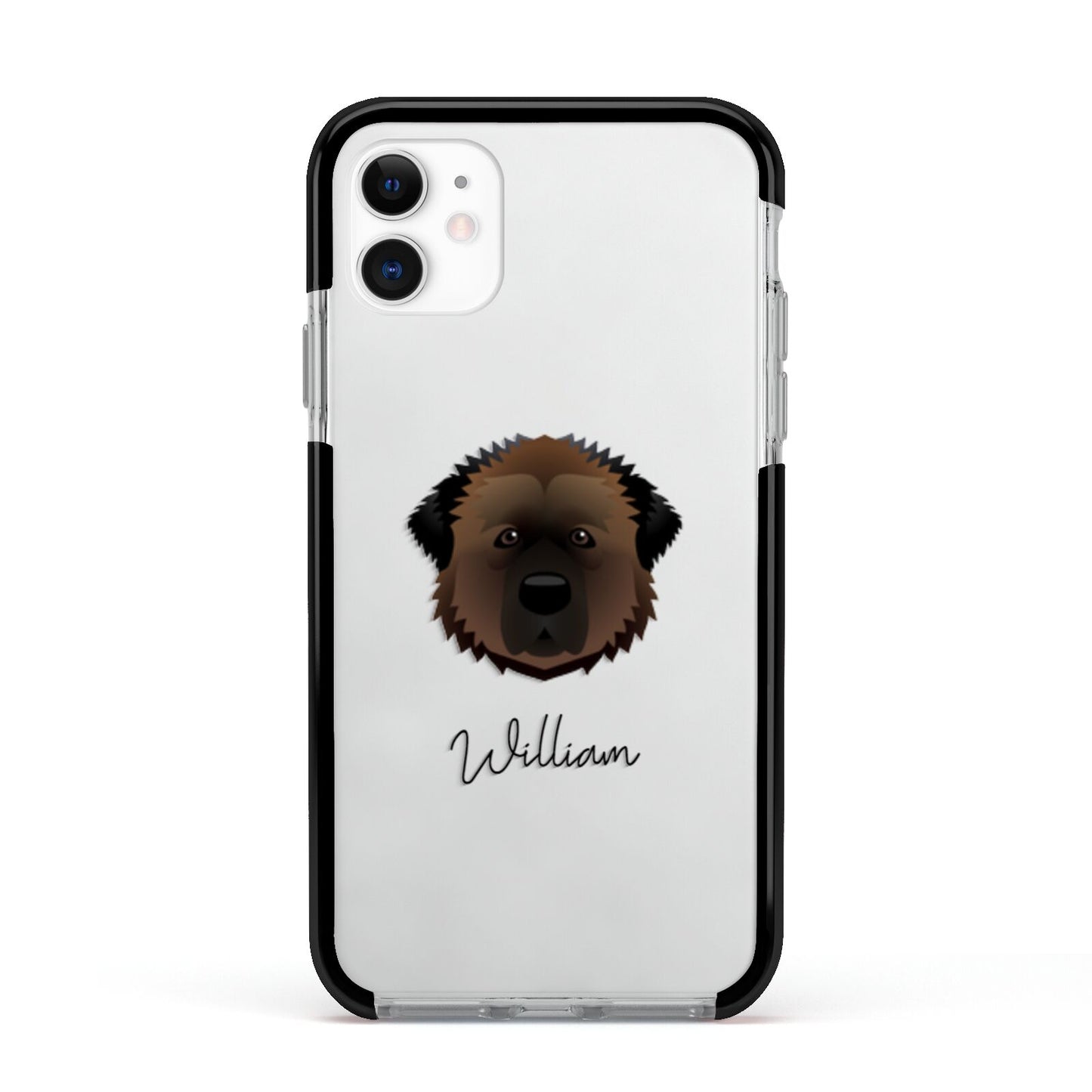 Estrela Mountain Dog Personalised Apple iPhone 11 in White with Black Impact Case