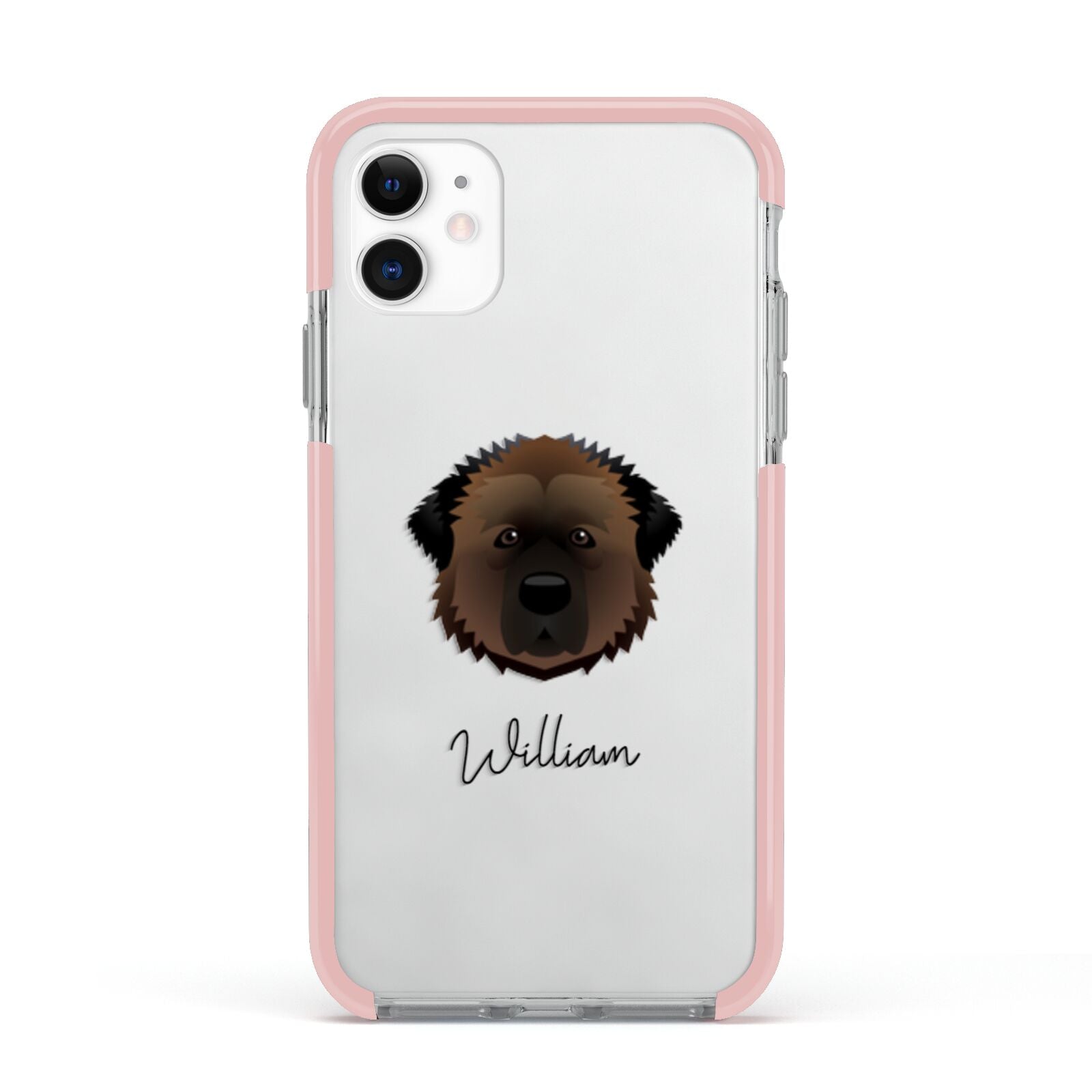 Estrela Mountain Dog Personalised Apple iPhone 11 in White with Pink Impact Case