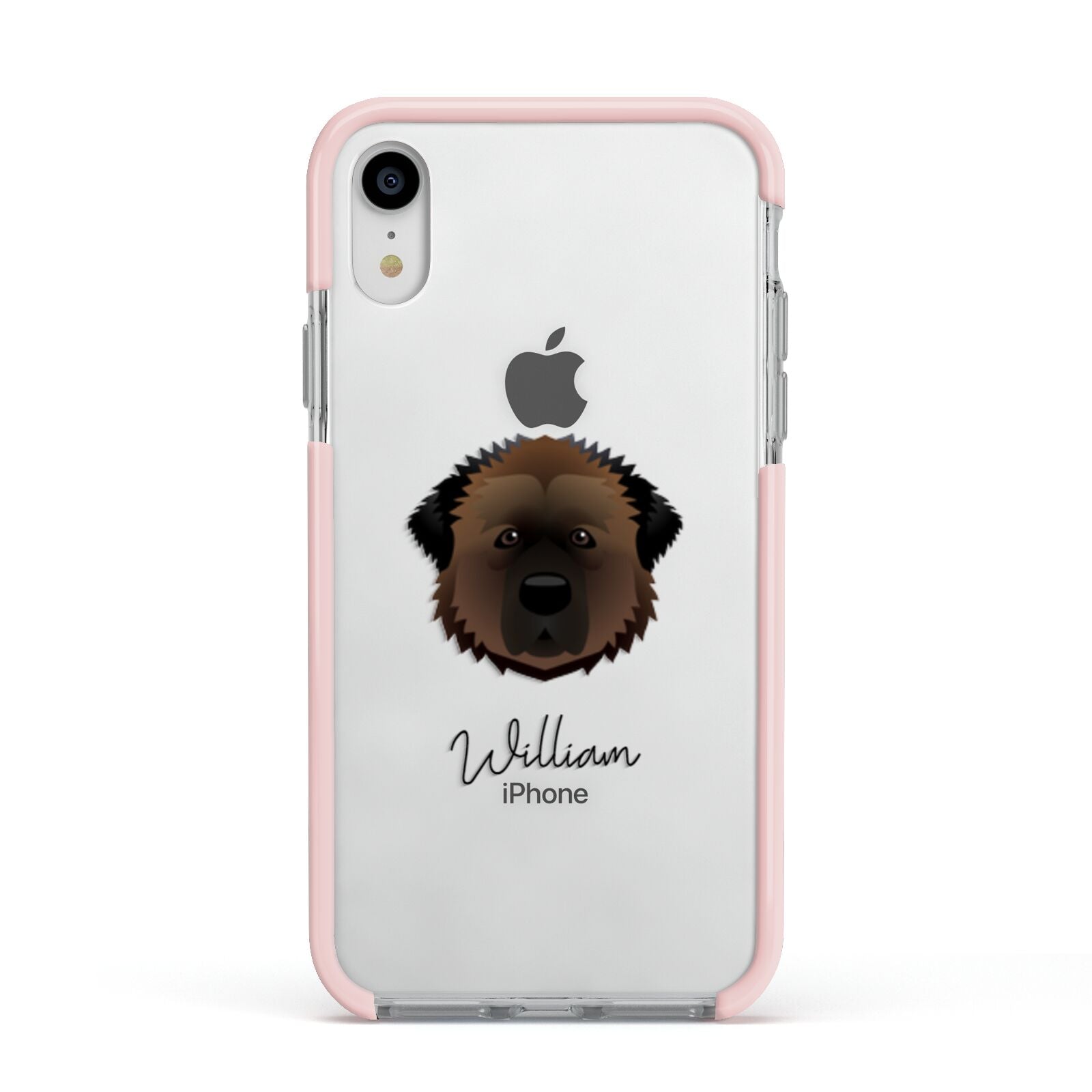 Estrela Mountain Dog Personalised Apple iPhone XR Impact Case Pink Edge on Silver Phone