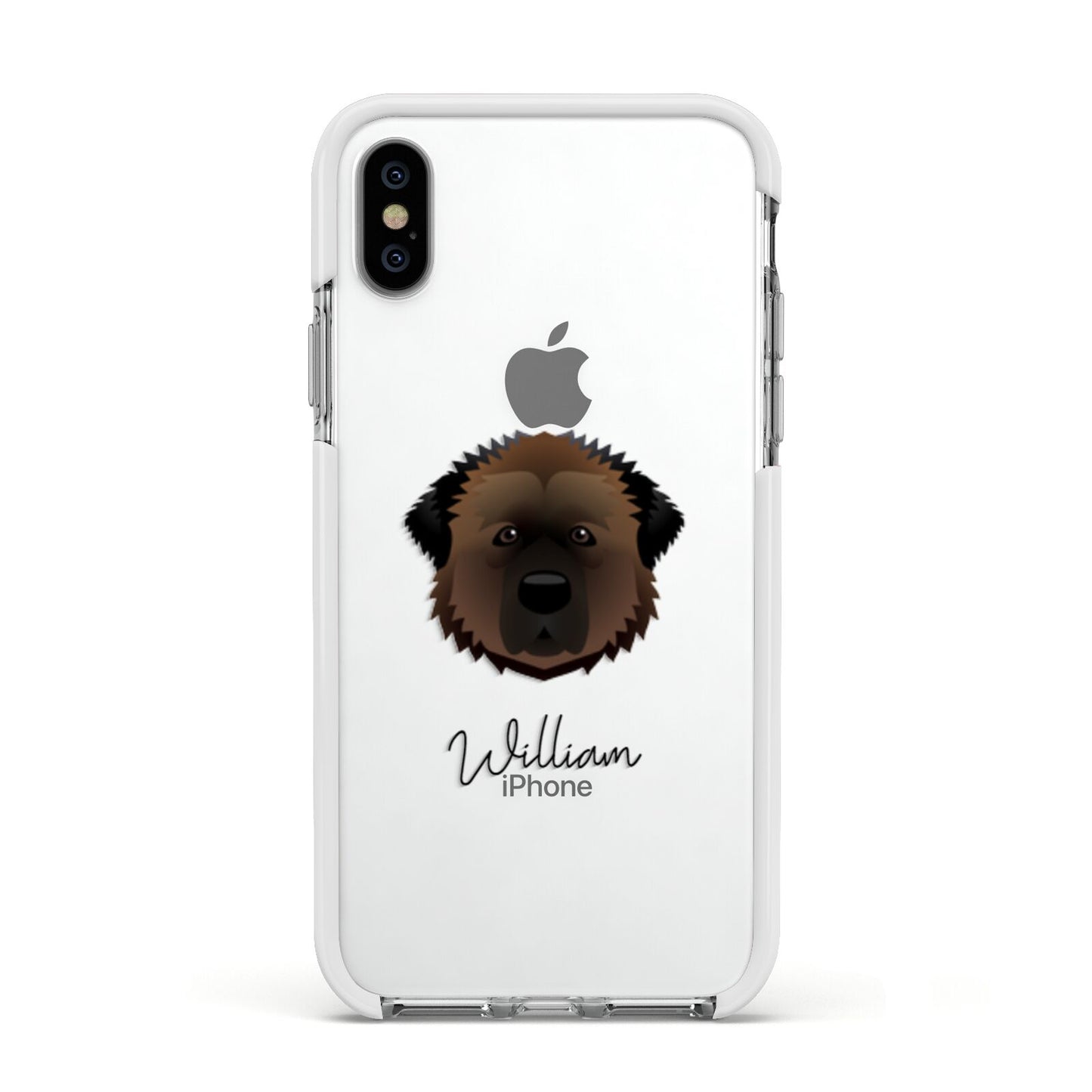 Estrela Mountain Dog Personalised Apple iPhone Xs Impact Case White Edge on Silver Phone