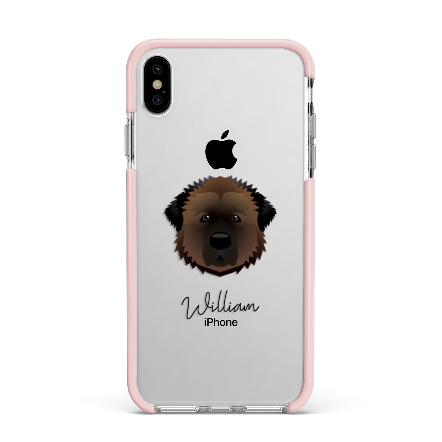 Estrela Mountain Dog Personalised Apple iPhone Xs Max Impact Case Pink Edge on Silver Phone