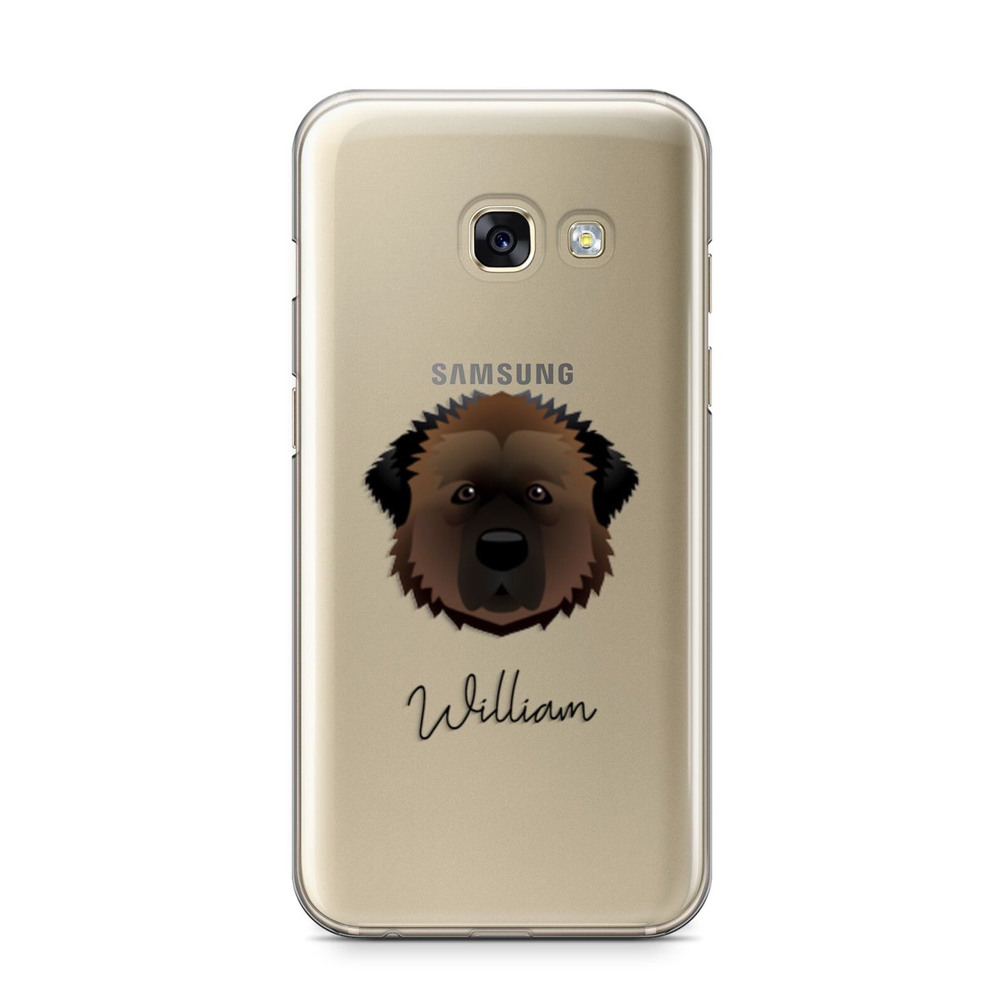 Estrela Mountain Dog Personalised Samsung Galaxy A3 2017 Case on gold phone