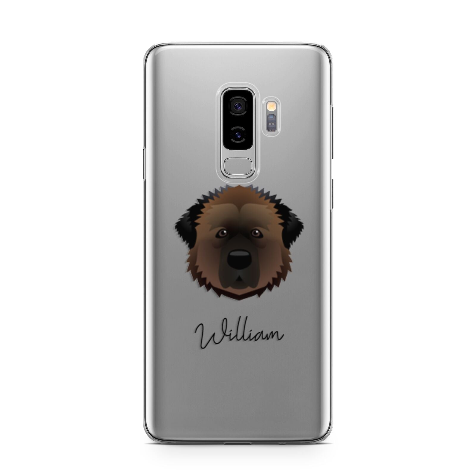 Estrela Mountain Dog Personalised Samsung Galaxy S9 Plus Case on Silver phone