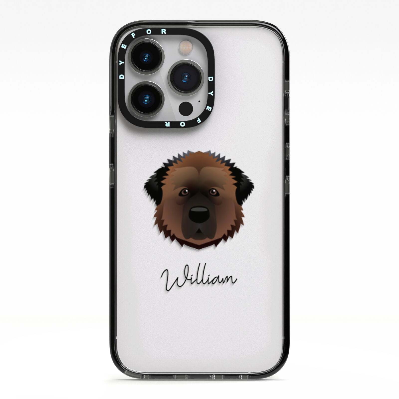 Estrela Mountain Dog Personalised iPhone 13 Pro Black Impact Case on Silver phone