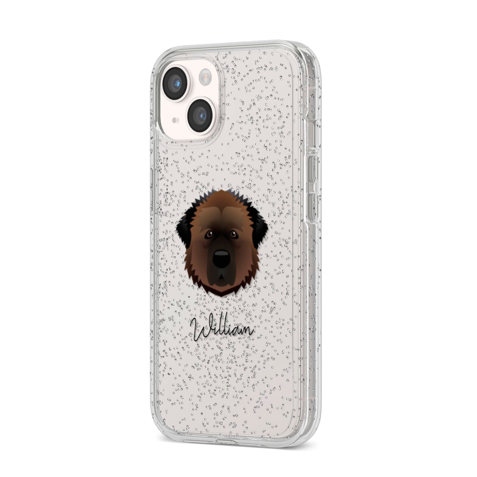 Estrela Mountain Dog Personalised iPhone 14 Glitter Tough Case Starlight Angled Image