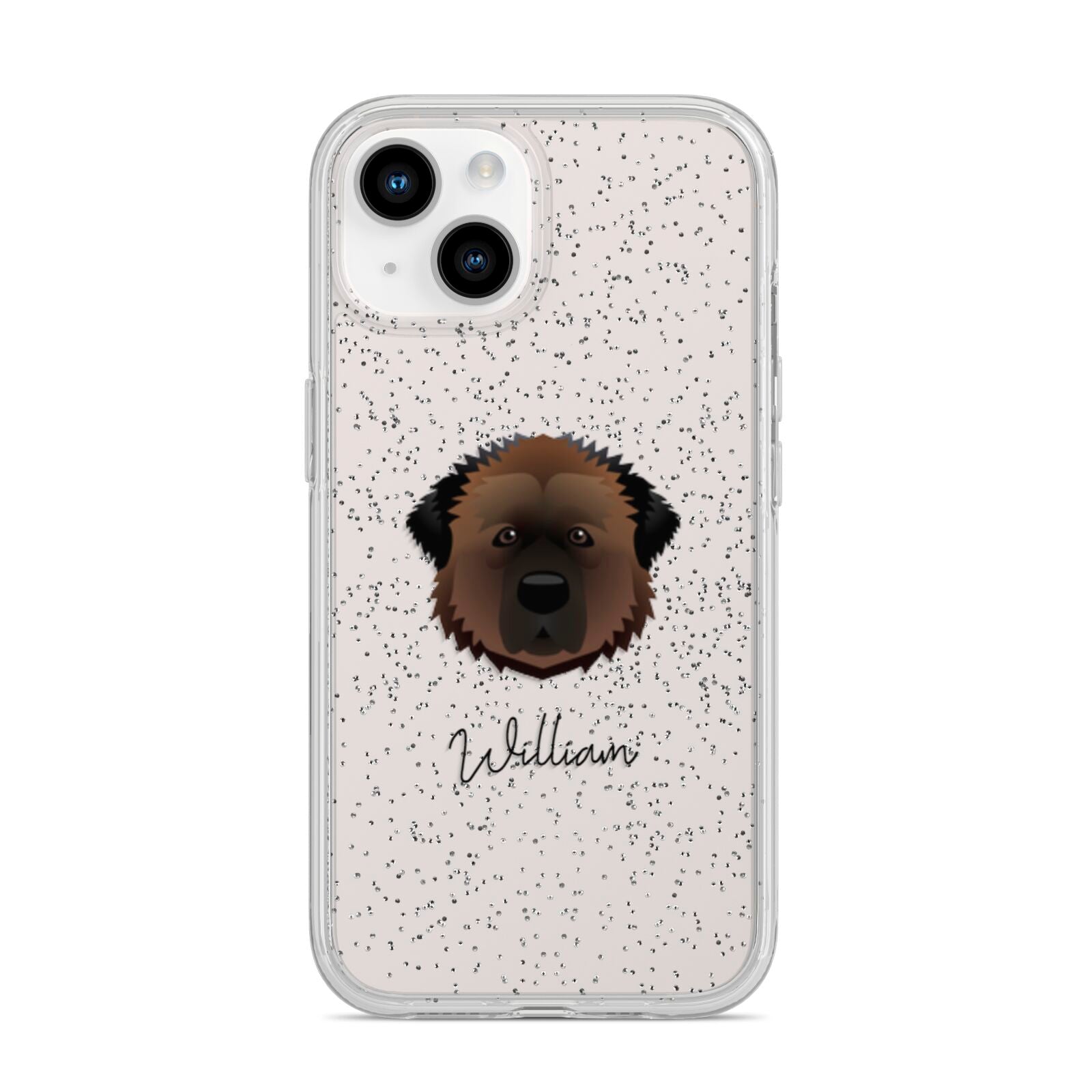 Estrela Mountain Dog Personalised iPhone 14 Glitter Tough Case Starlight