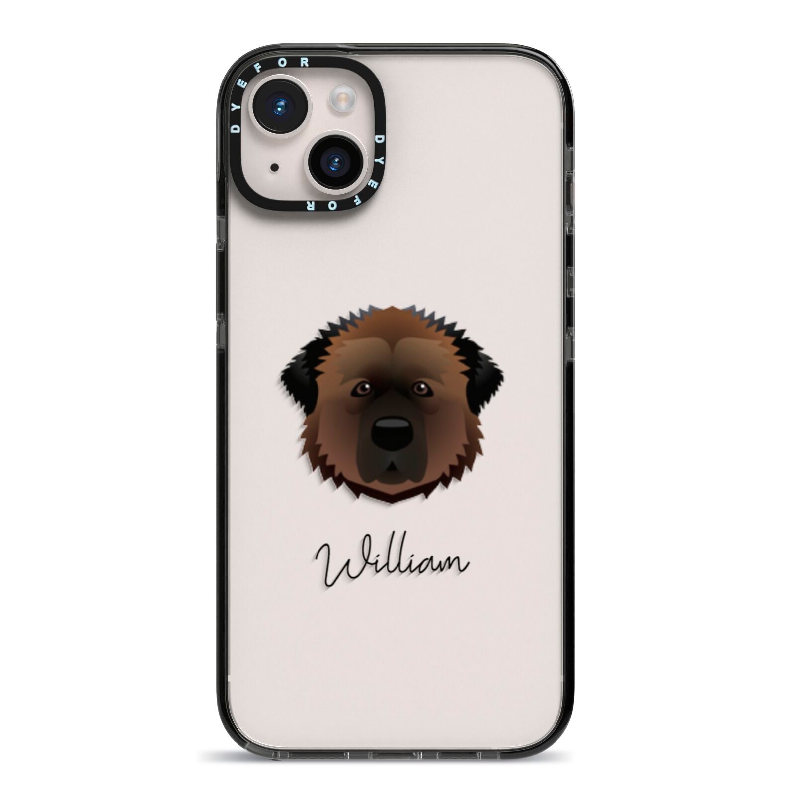 Estrela Mountain Dog Personalised iPhone 14 Plus Black Impact Case on Silver phone