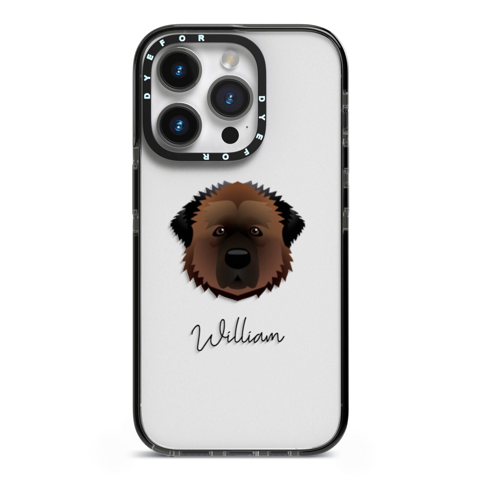 Estrela Mountain Dog Personalised iPhone 14 Pro Black Impact Case on Silver phone