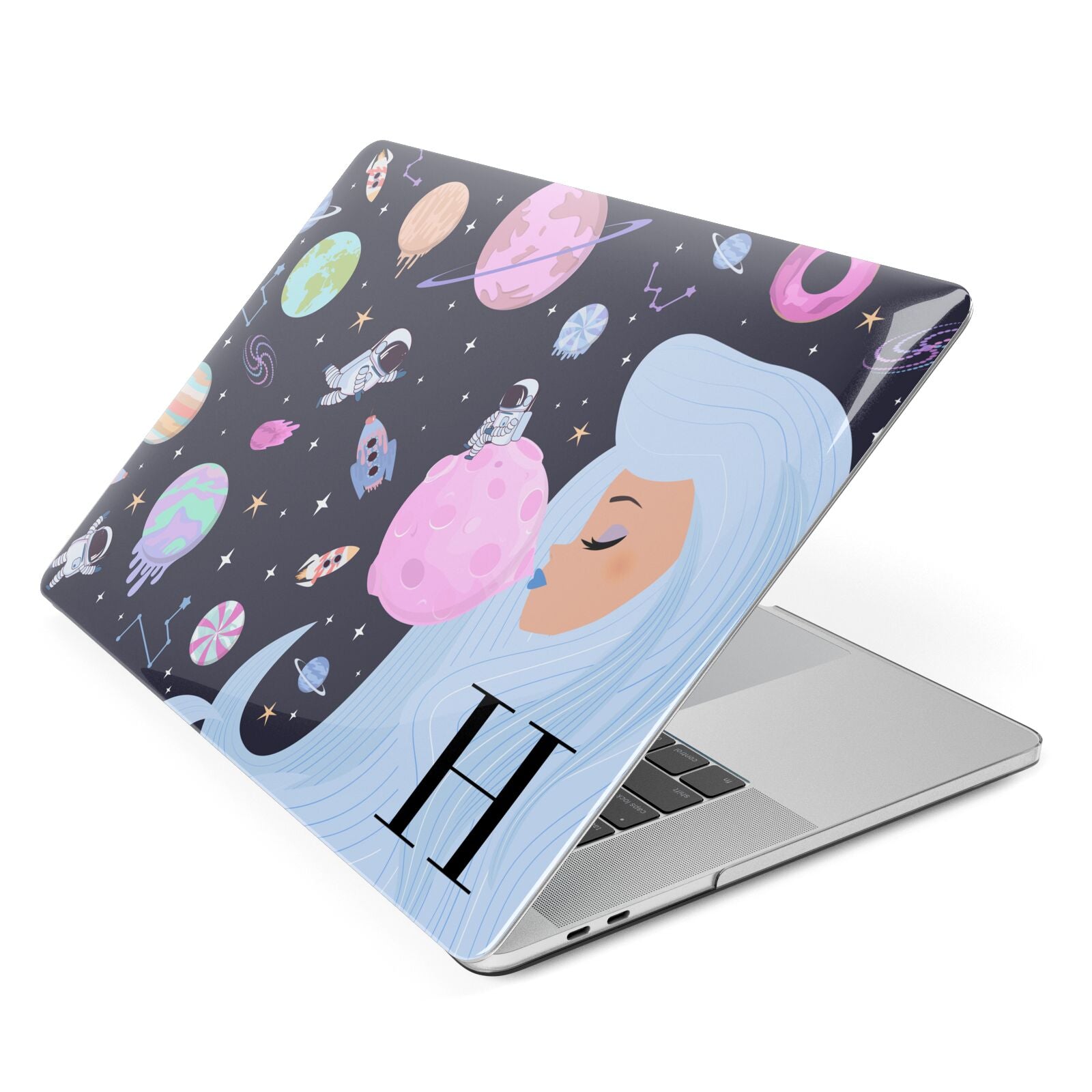 Ethereal Goddess in Space with Initial Apple MacBook Case Side View