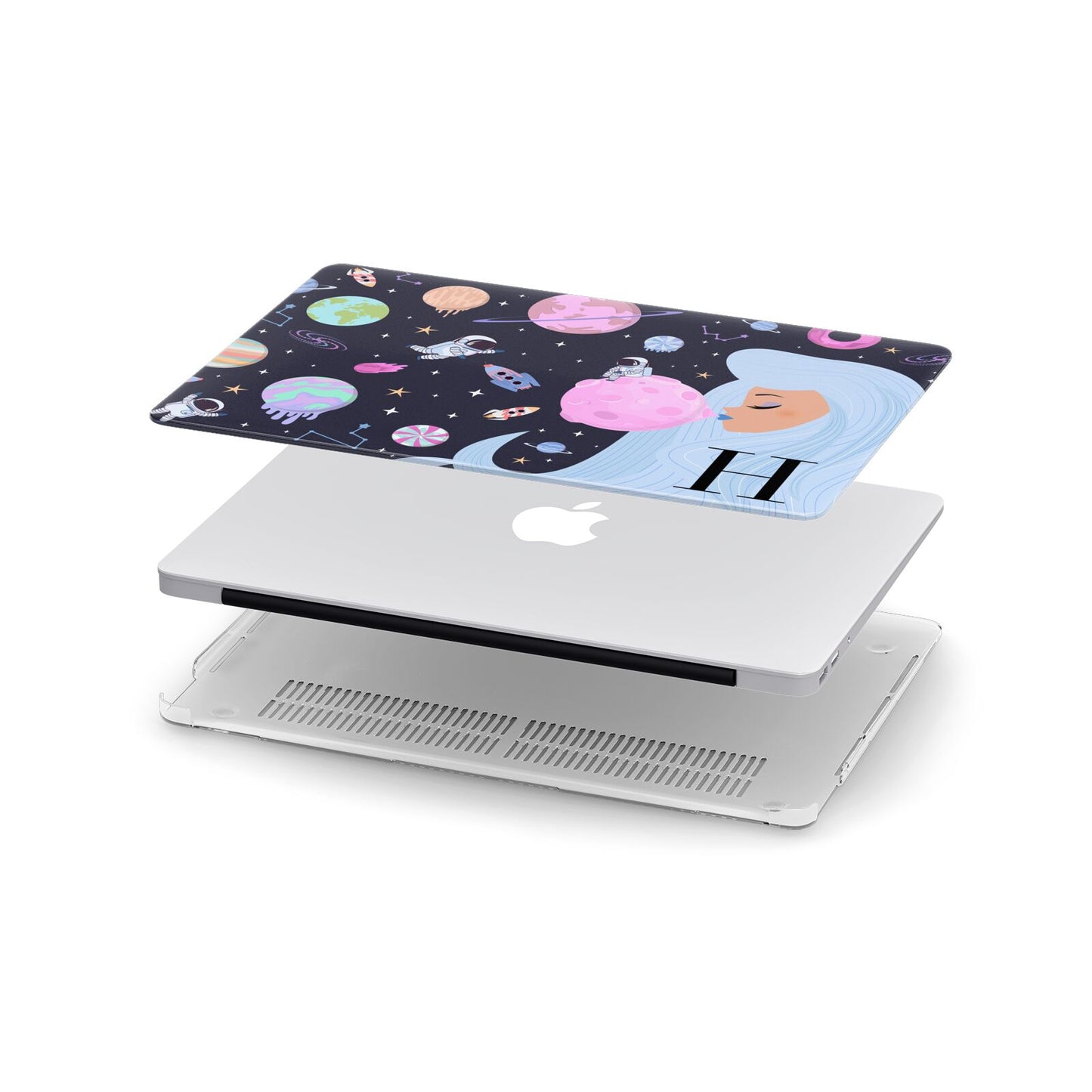 Ethereal Goddess in Space with Initial Apple MacBook Case in Detail