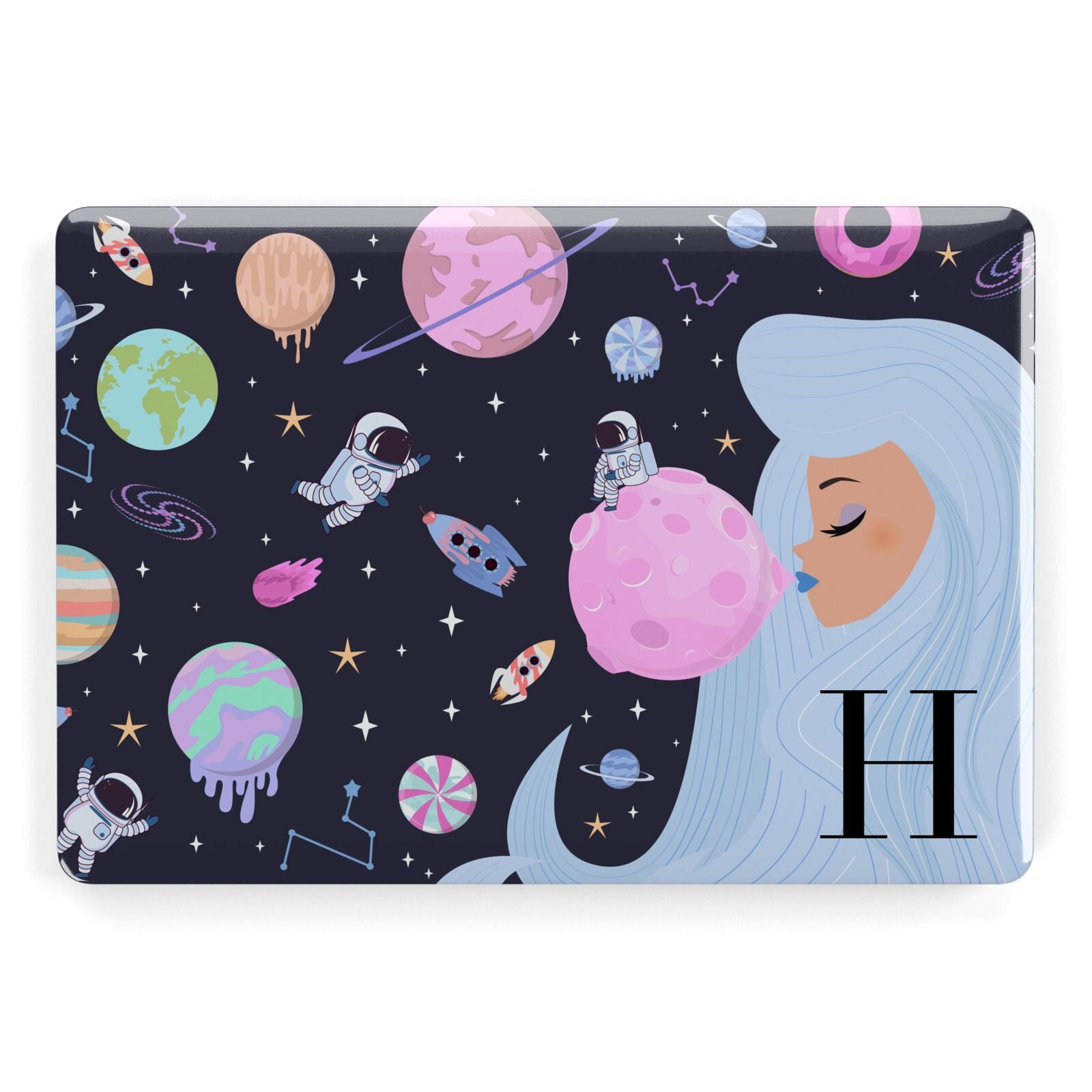 Ethereal Goddess in Space with Initial Apple MacBook Case