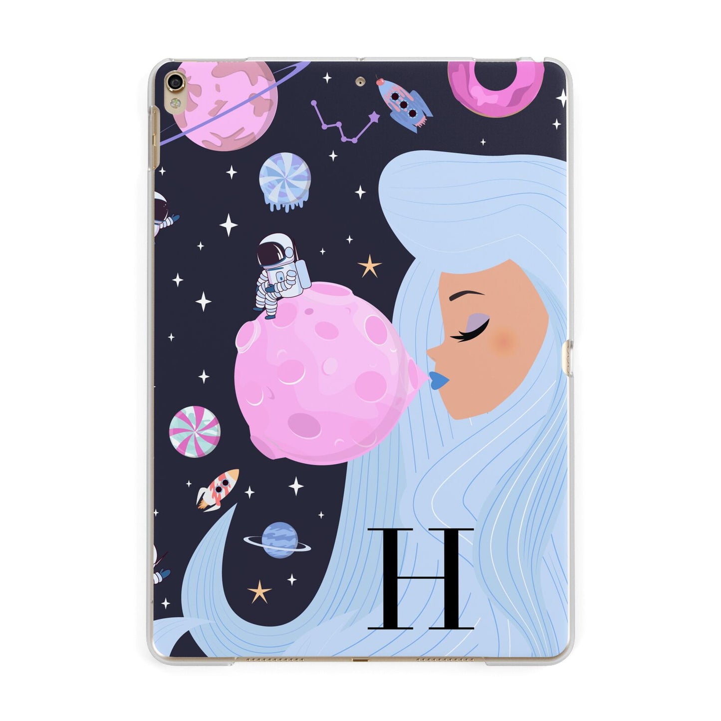 Ethereal Goddess in Space with Initial Apple iPad Gold Case
