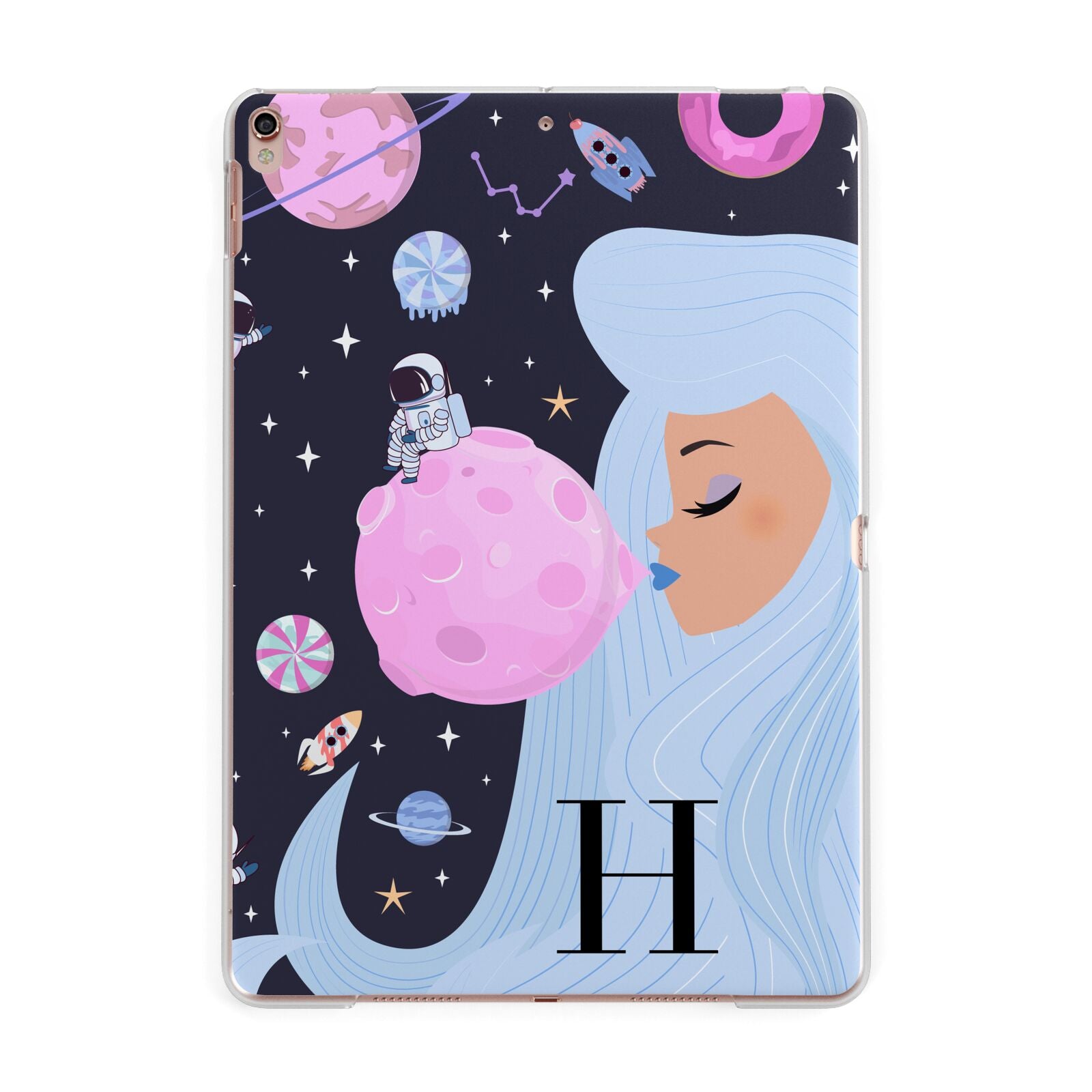 Ethereal Goddess in Space with Initial Apple iPad Rose Gold Case