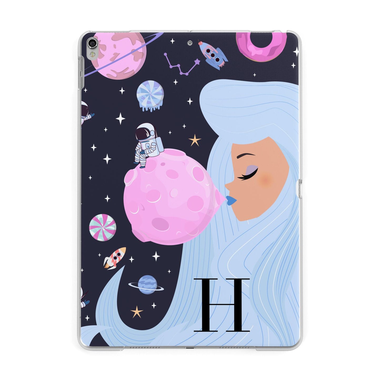 Ethereal Goddess in Space with Initial Apple iPad Silver Case
