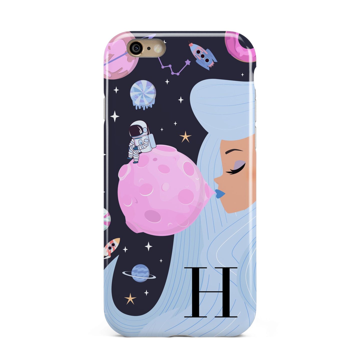 Ethereal Goddess in Space with Initial Apple iPhone 6 3D Tough Case