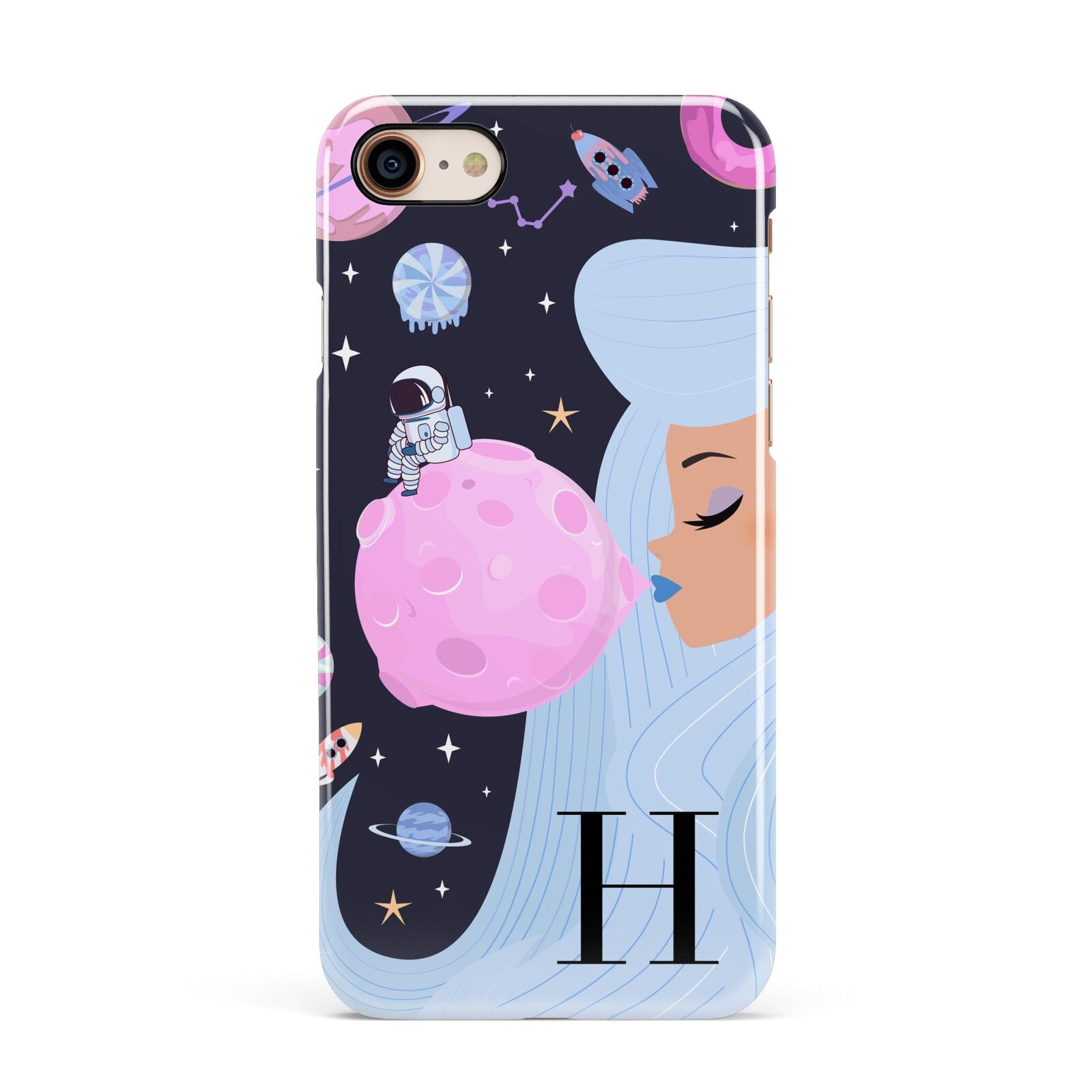 Ethereal Goddess in Space with Initial Apple iPhone 7 8 3D Snap Case