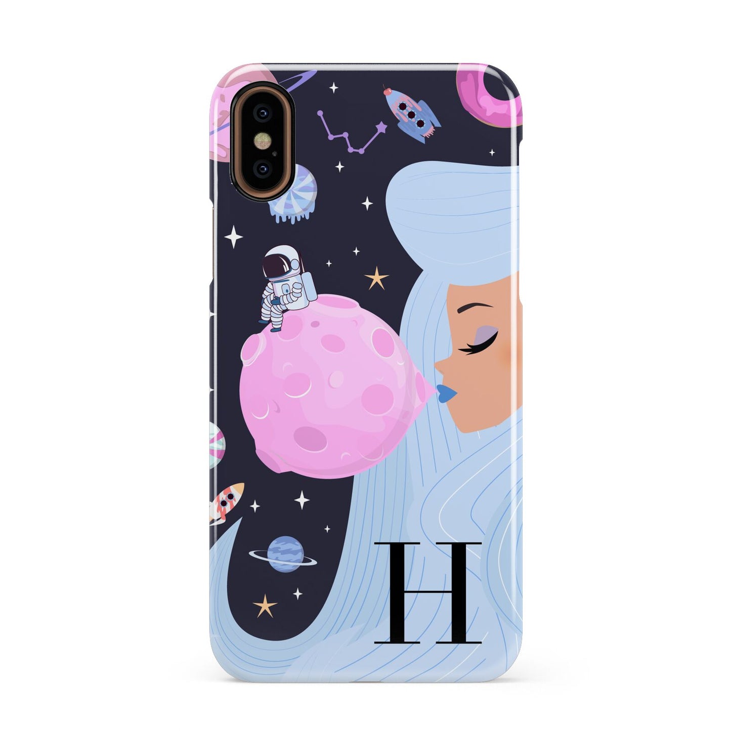 Ethereal Goddess in Space with Initial Apple iPhone XS 3D Snap Case