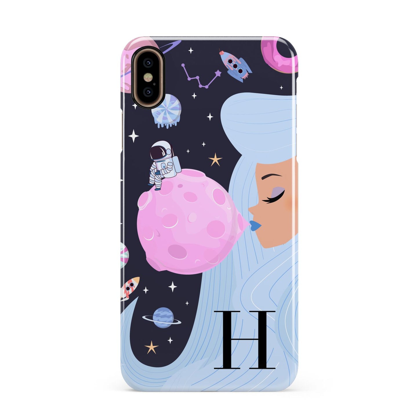 Ethereal Goddess in Space with Initial Apple iPhone Xs Max 3D Snap Case