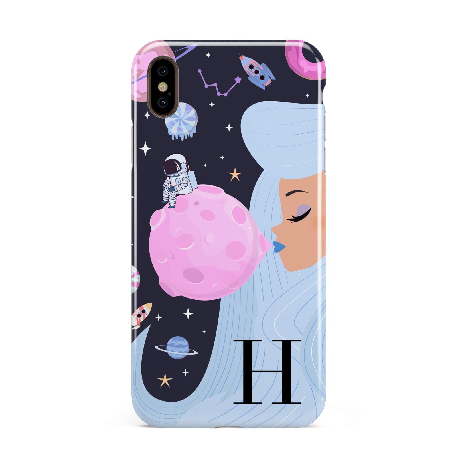Ethereal Goddess in Space with Initial Apple iPhone Xs Max 3D Tough Case