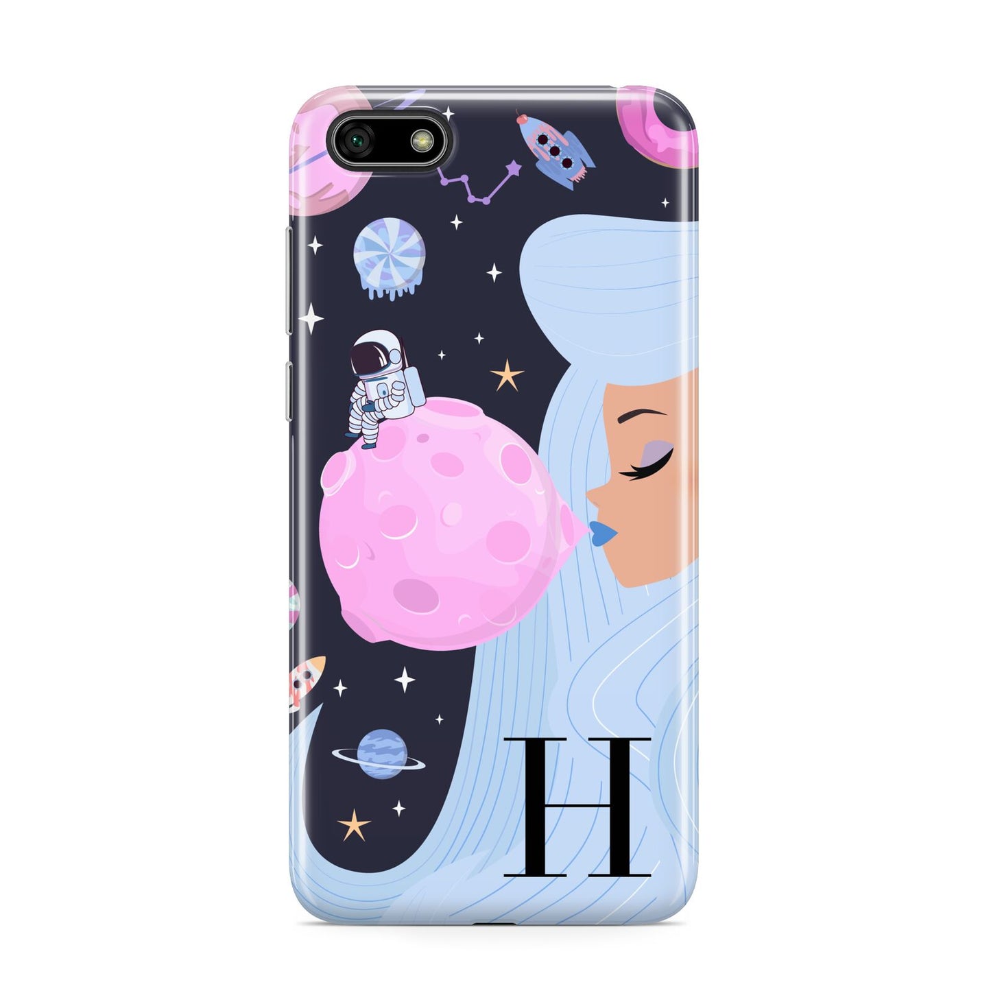 Ethereal Goddess in Space with Initial Huawei Y5 Prime 2018 Phone Case