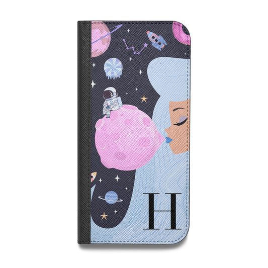 Ethereal Goddess in Space with Initial Vegan Leather Flip Samsung Case