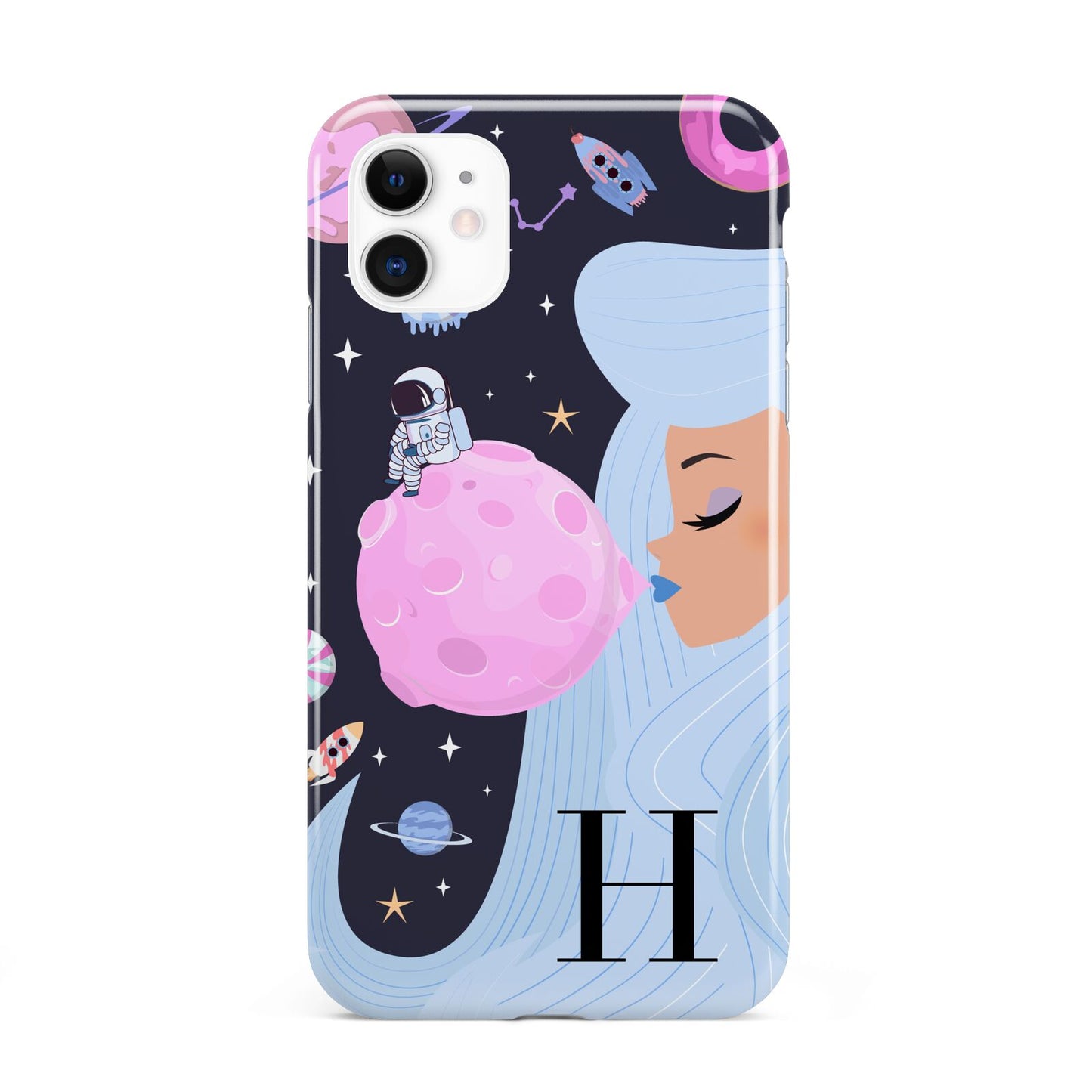Ethereal Goddess in Space with Initial iPhone 11 3D Tough Case