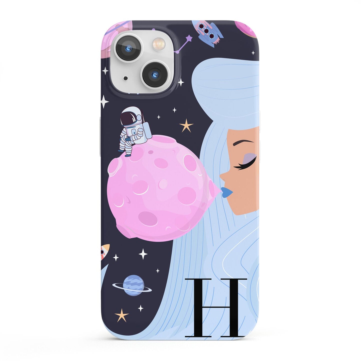 Ethereal Goddess in Space with Initial iPhone 13 Full Wrap 3D Snap Case