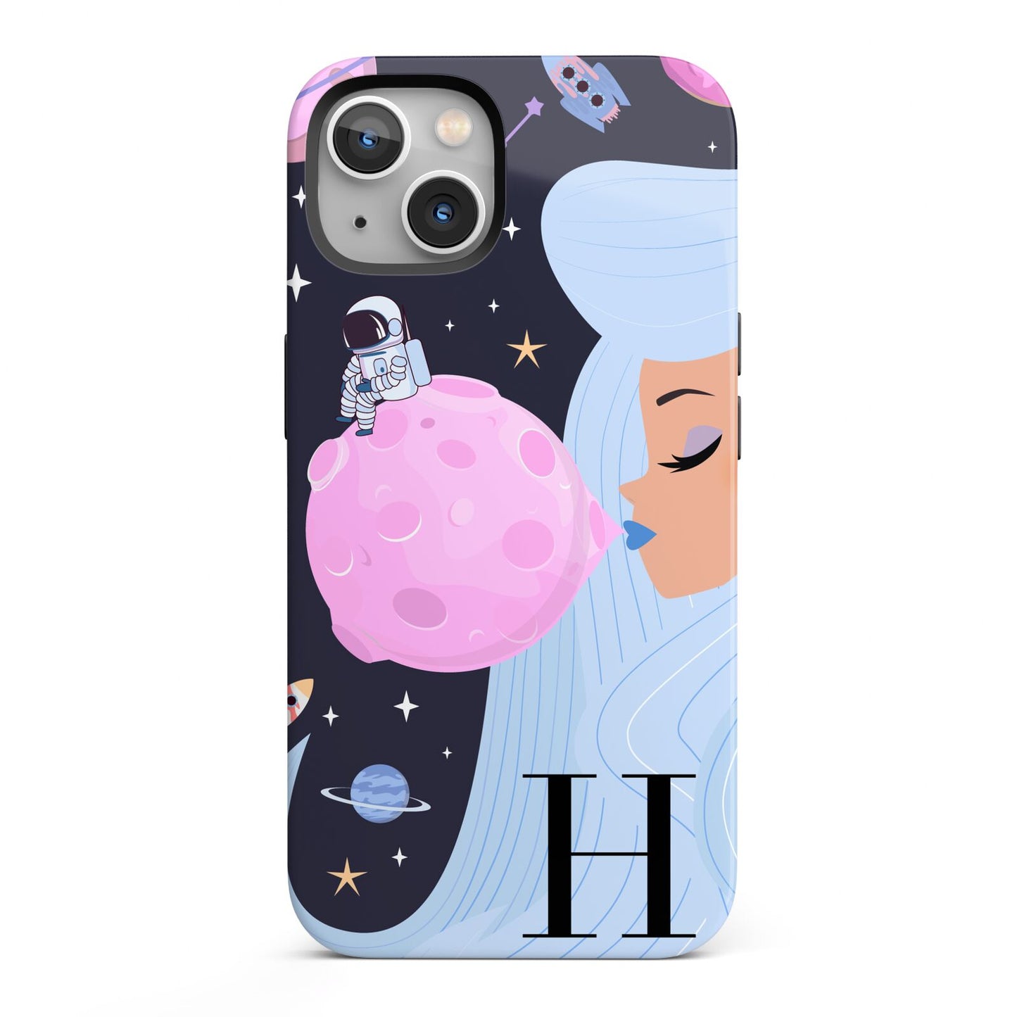 Ethereal Goddess in Space with Initial iPhone 13 Full Wrap 3D Tough Case