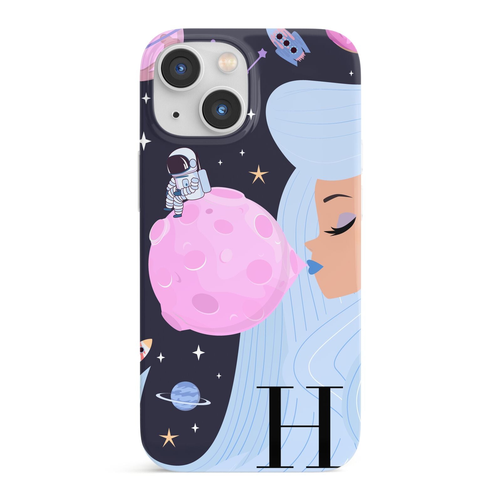 Ethereal Goddess in Space with Initial iPhone 13 Mini Full Wrap 3D Snap Case