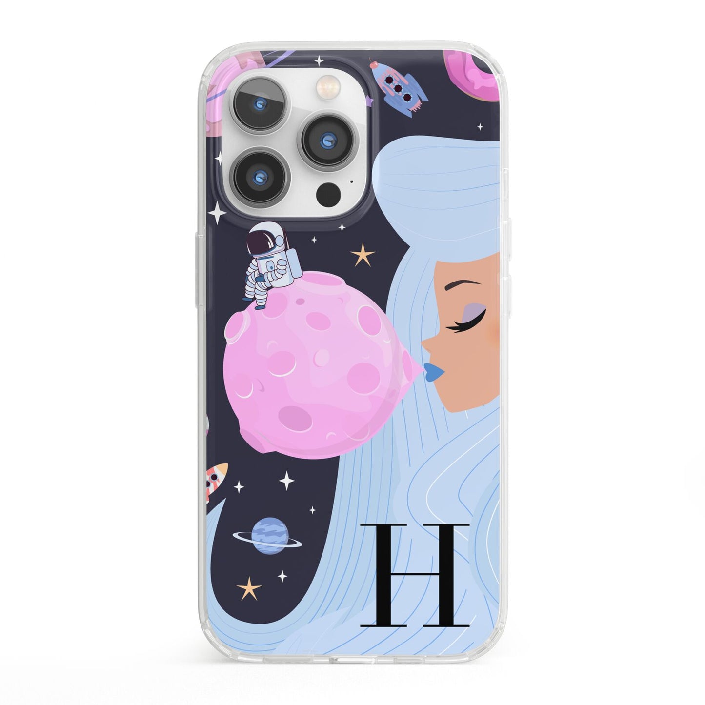 Ethereal Goddess in Space with Initial iPhone 13 Pro Clear Bumper Case