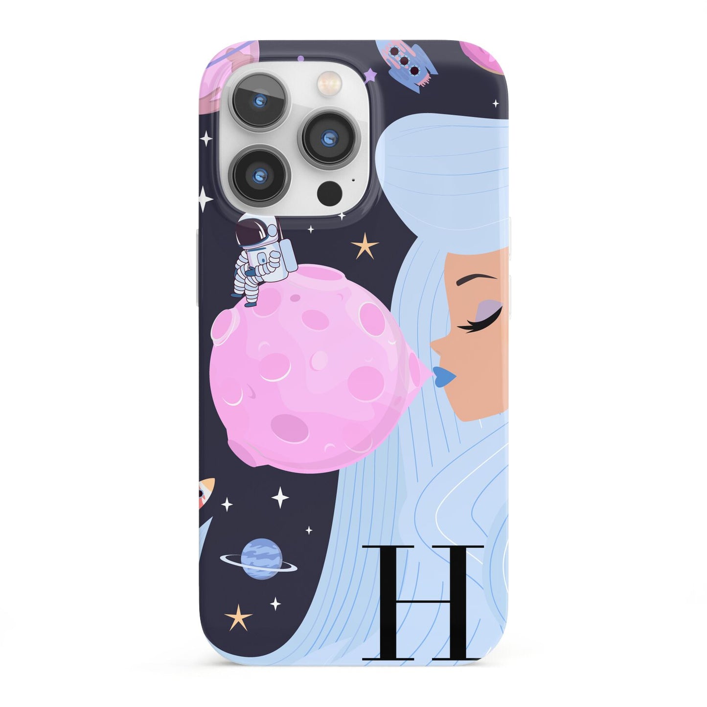 Ethereal Goddess in Space with Initial iPhone 13 Pro Full Wrap 3D Snap Case
