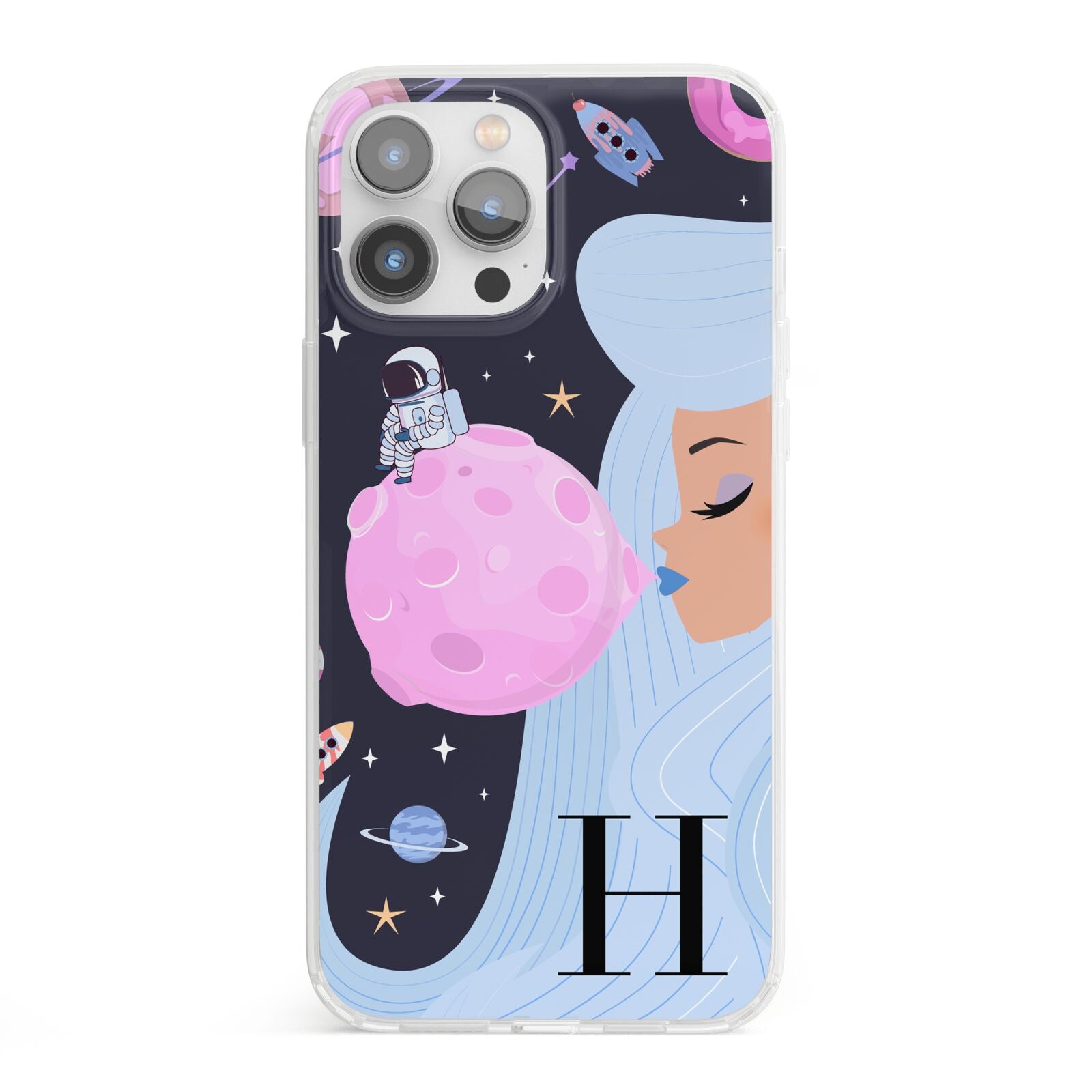 Ethereal Goddess in Space with Initial iPhone 13 Pro Max Clear Bumper Case