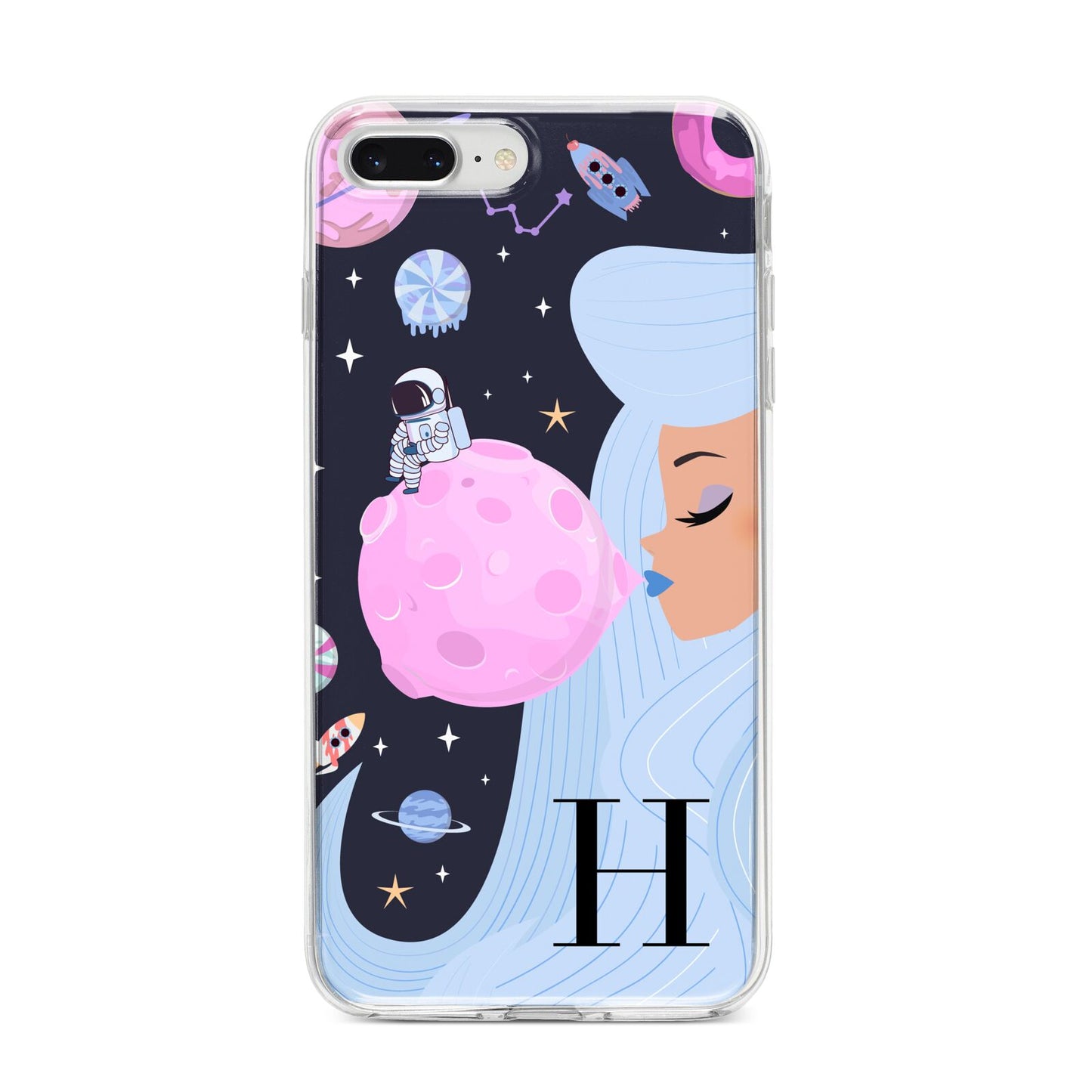 Ethereal Goddess in Space with Initial iPhone 8 Plus Bumper Case on Silver iPhone
