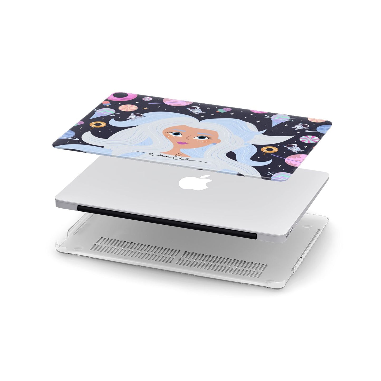 Ethereal Space Goddess with Name Apple MacBook Case in Detail